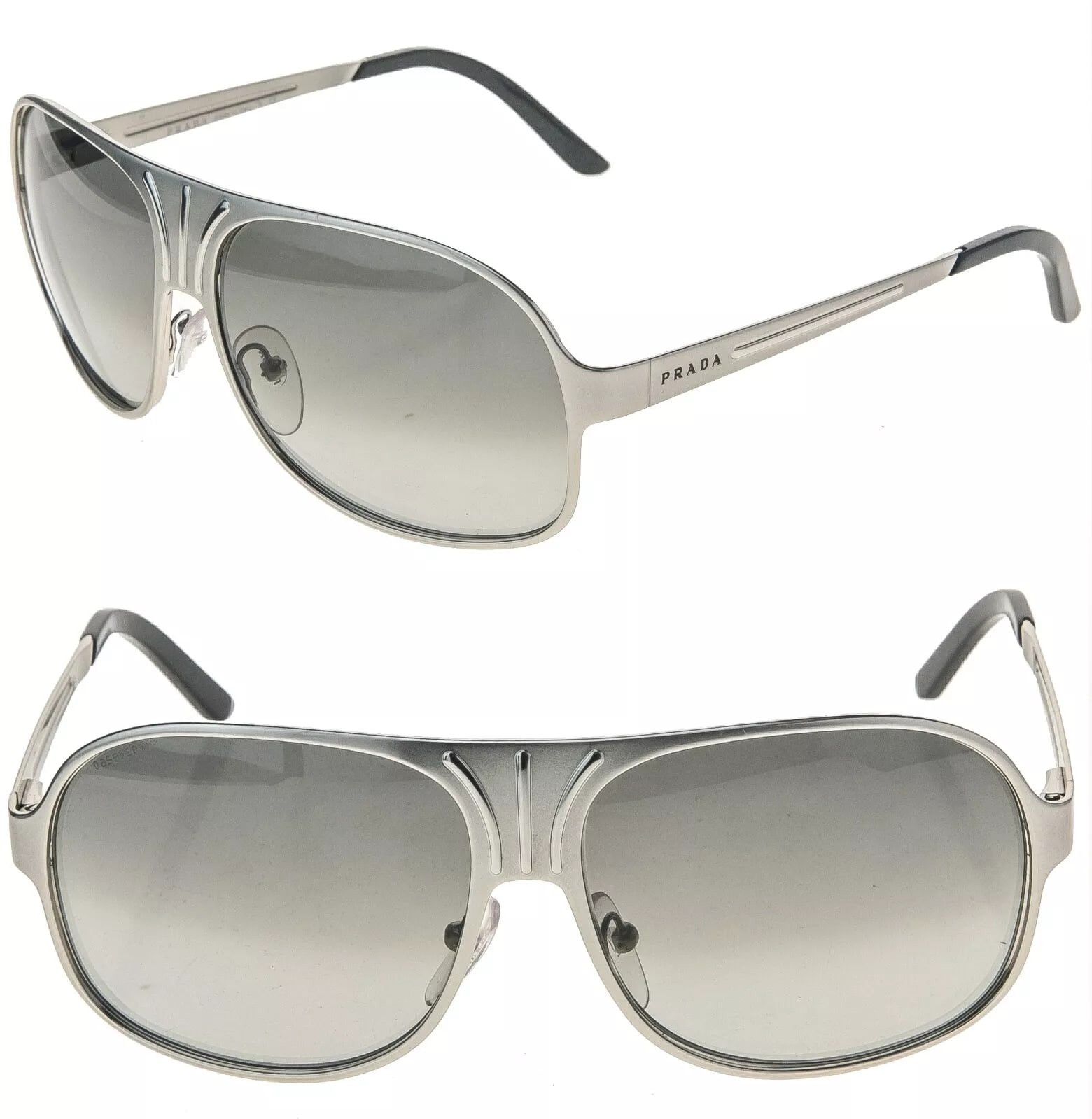 Prada PRADA 53L TECHNIQUE Silver Brushed Aviator Sunglass PR53LS Size ONE SIZE - 1 Thumbnail