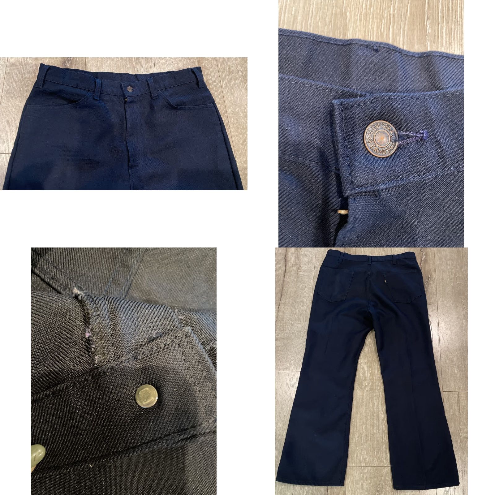 Levi's Vtg 90s Levis Polyester Pants Mens 34x29 Navy Bootcut Black Label Size US 34 / EU 50 - 8 Thumbnail