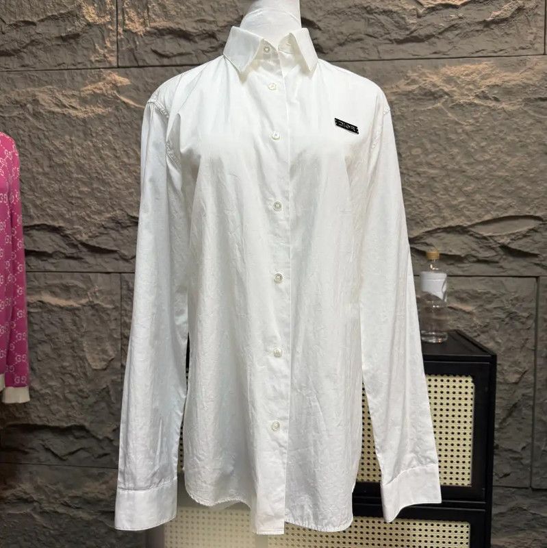 Dior White Cotton Long Sleeve Shirt for Women 0089