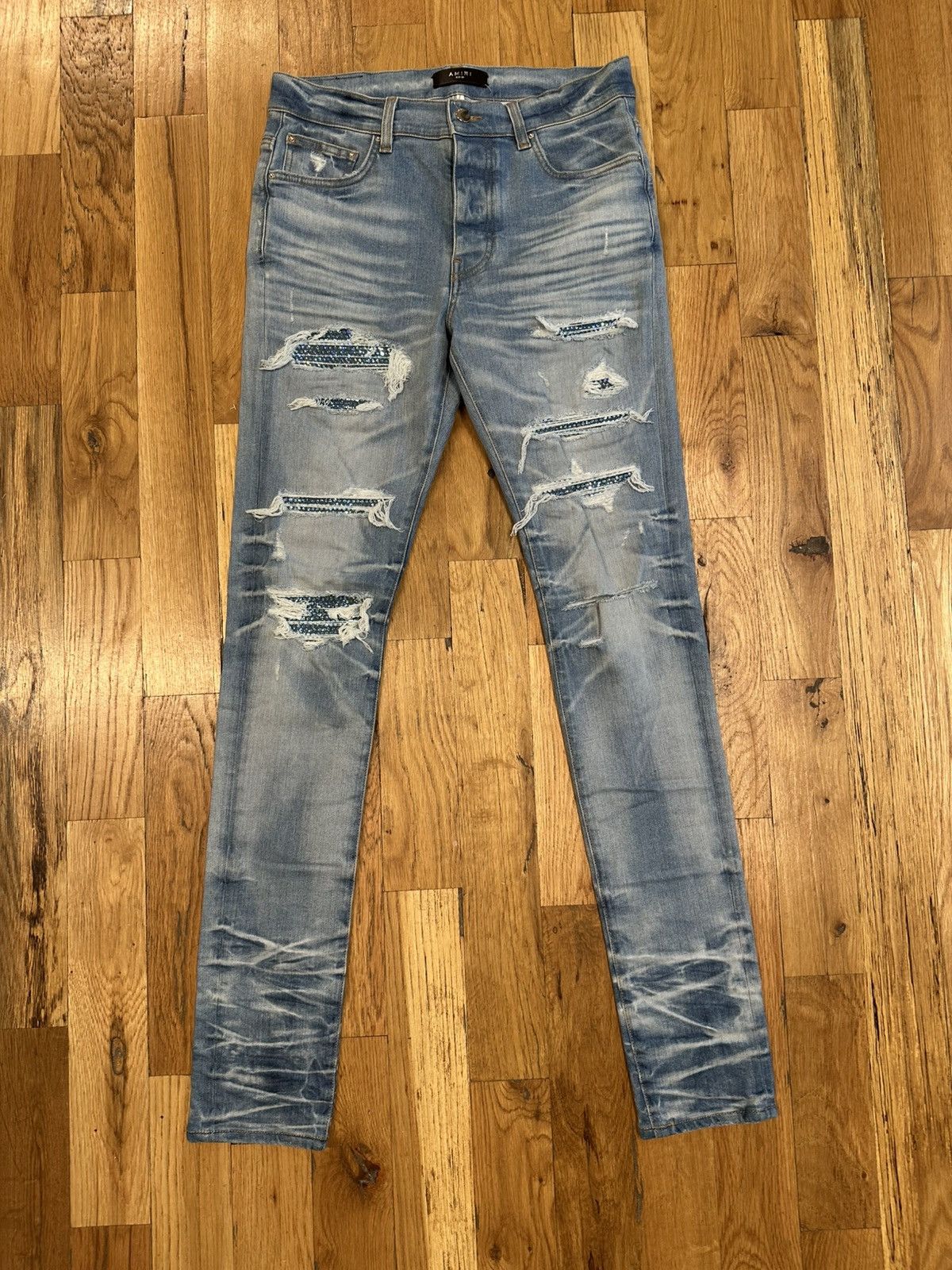 Amiri MX1 Blue Crystal Blue Denim Jeans Size 32