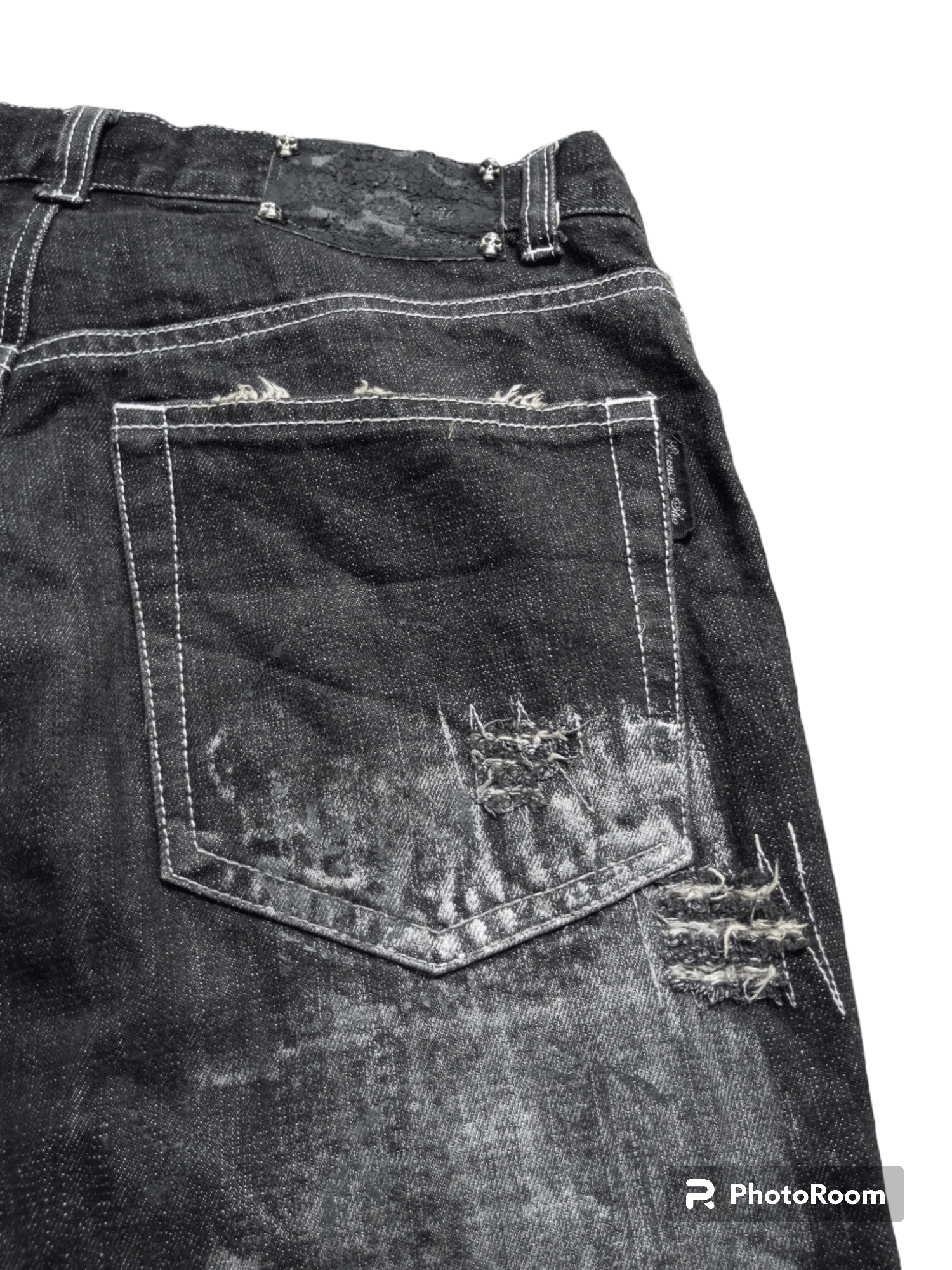 BERNINGS SHO Berning sho punk studded skull flared distressed jeans Size US 30 / EU 46 - 6 Thumbnail