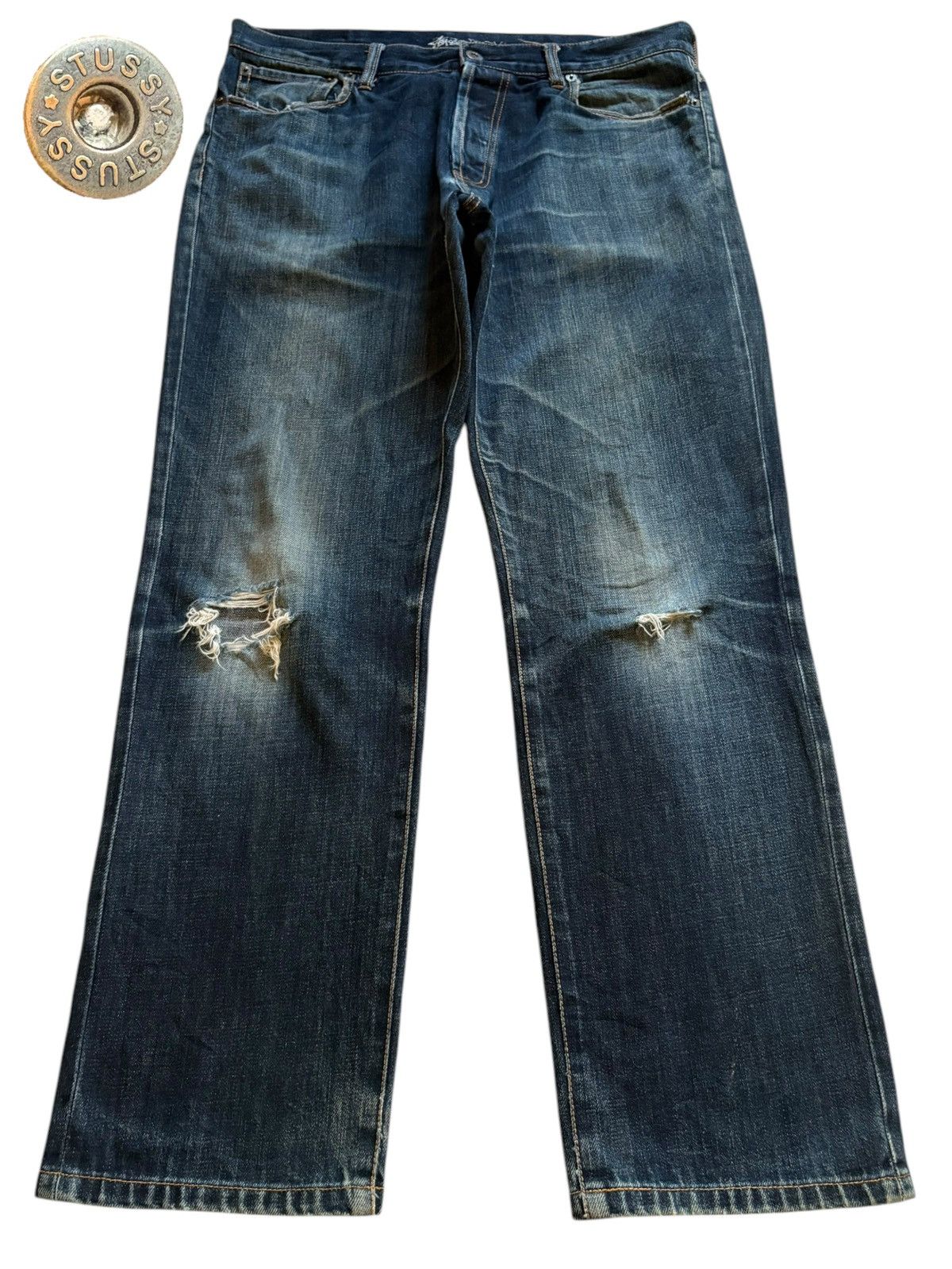 Stussy Vintage Stussy Button Fly Mud Wash Distressed Jeans Size US 34 / EU 50 - 1 Thumbnail
