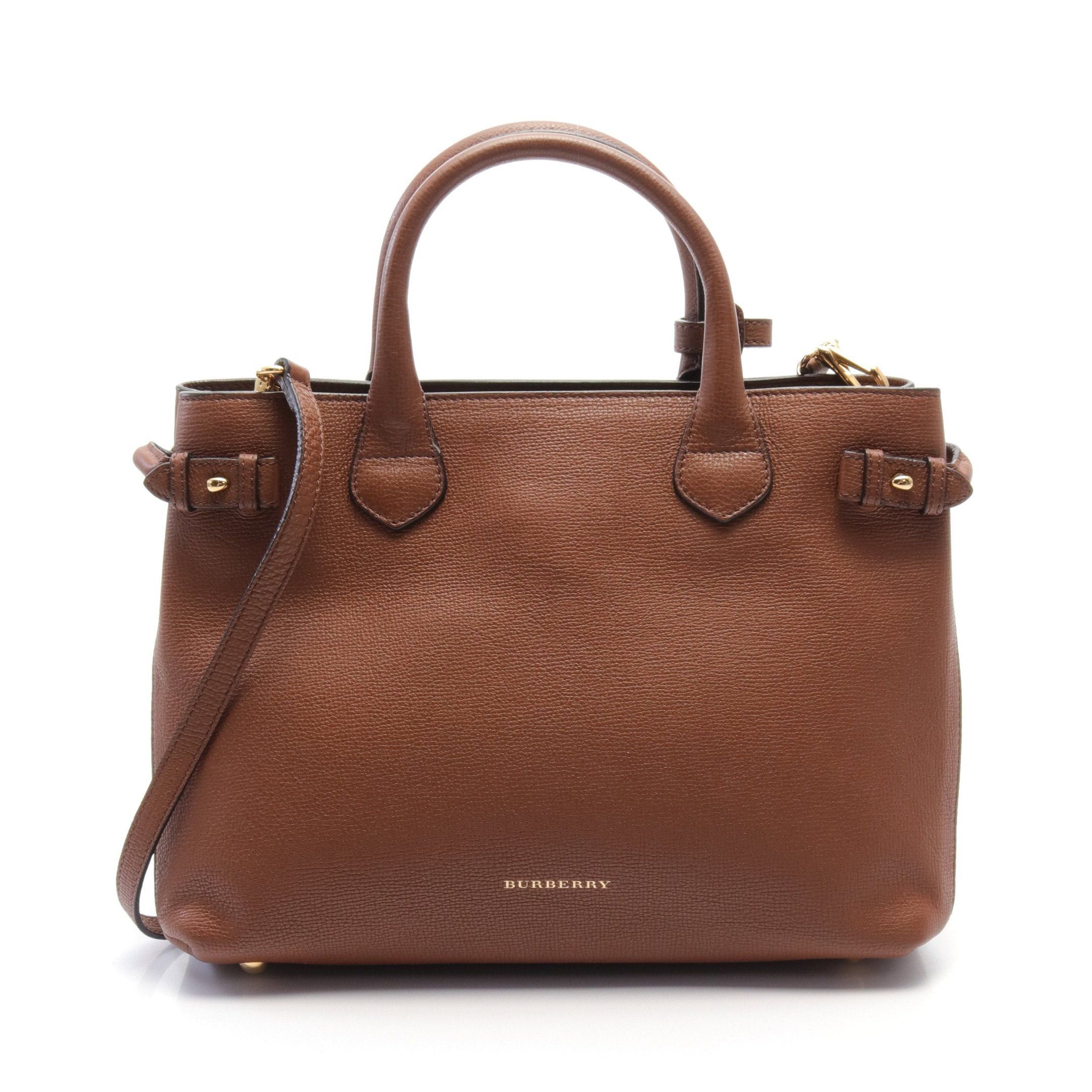 Burberry Burberry Handbag Check Leather Brown Size ONE SIZE - 1 Thumbnail