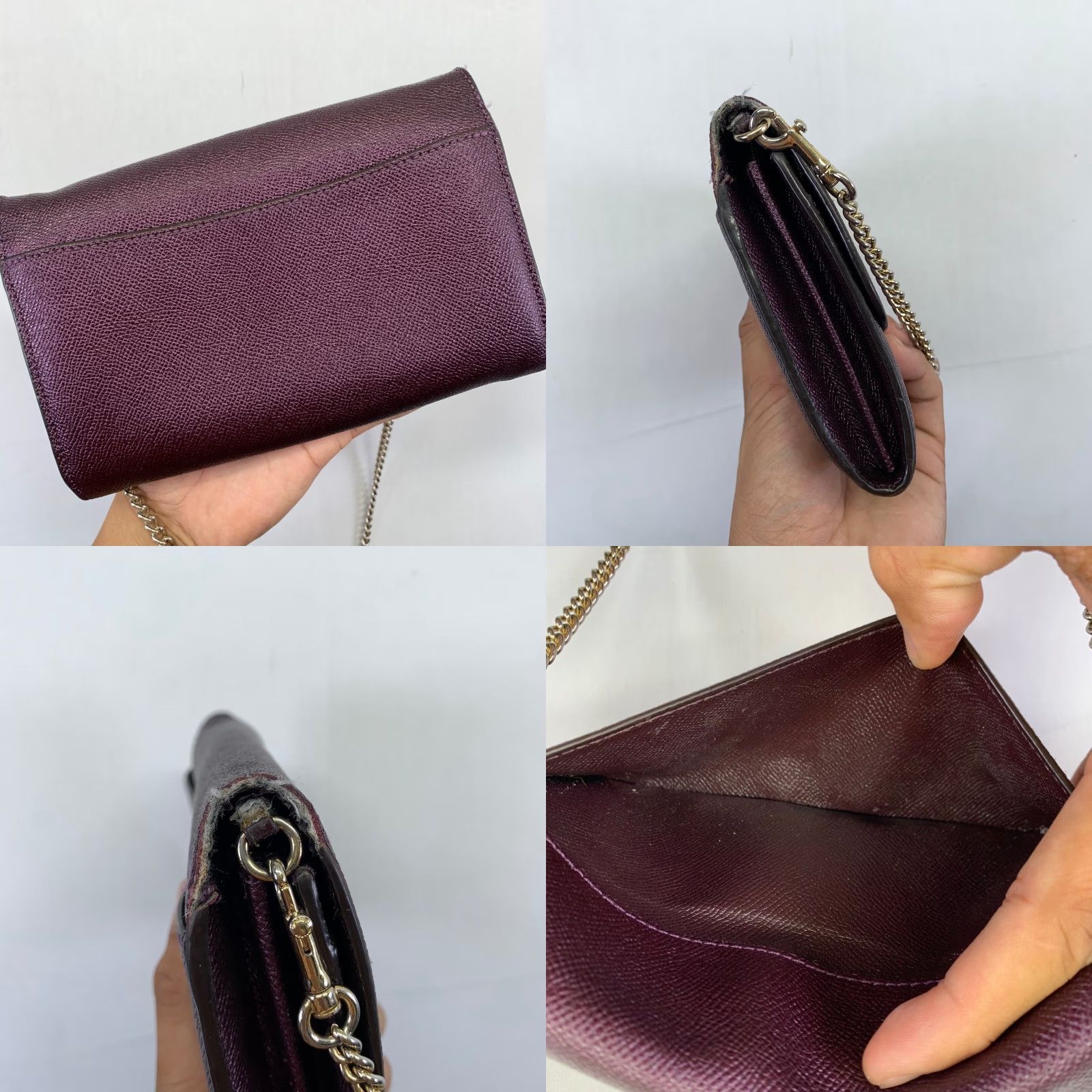 Coach Crossbody Bag Wallet Clutch Purple Leather Turnlock Chain 