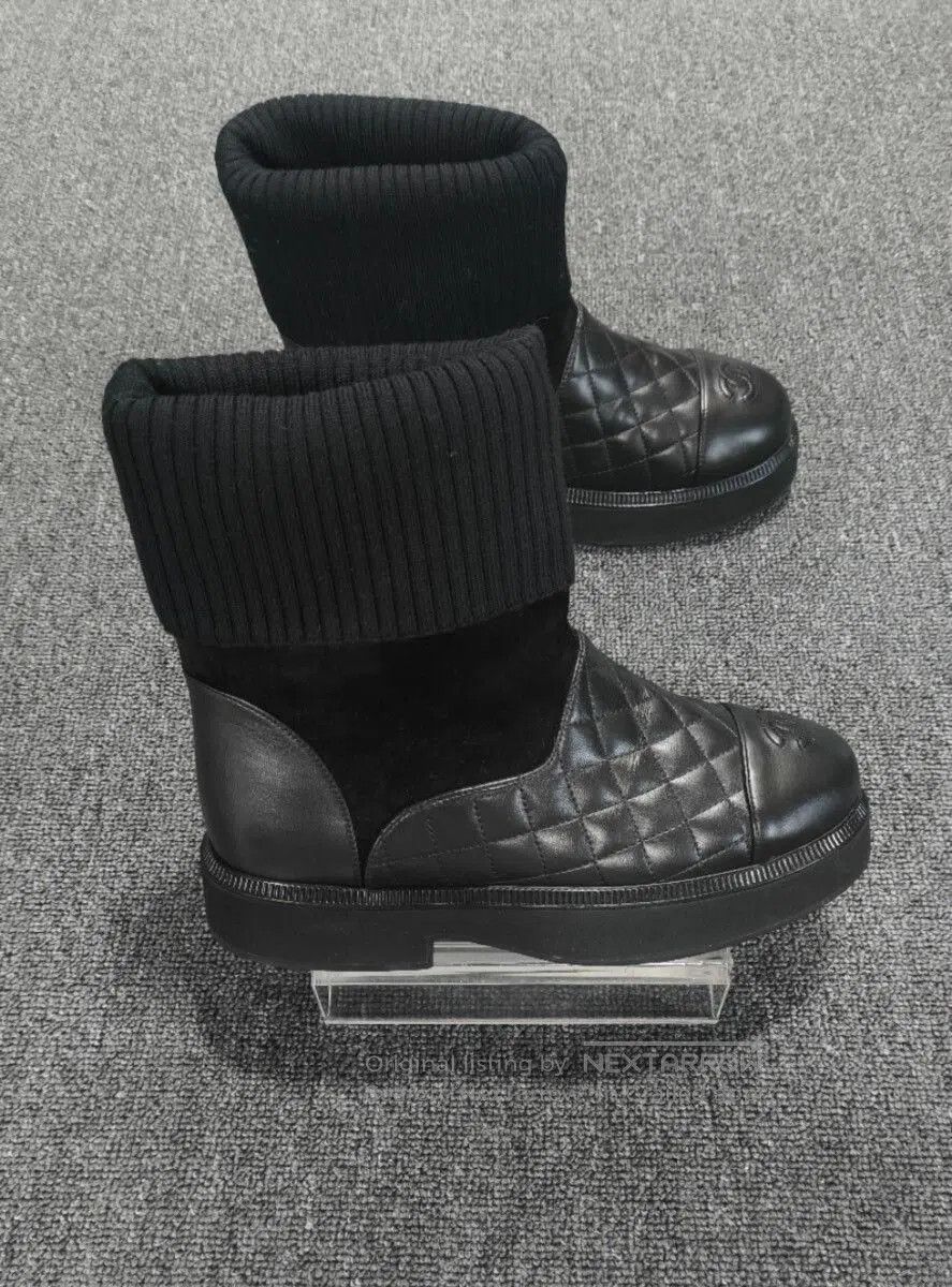 Chanel Chanel Black Leather Sock Boots. Size US 6 / IT 36 - 3 Thumbnail