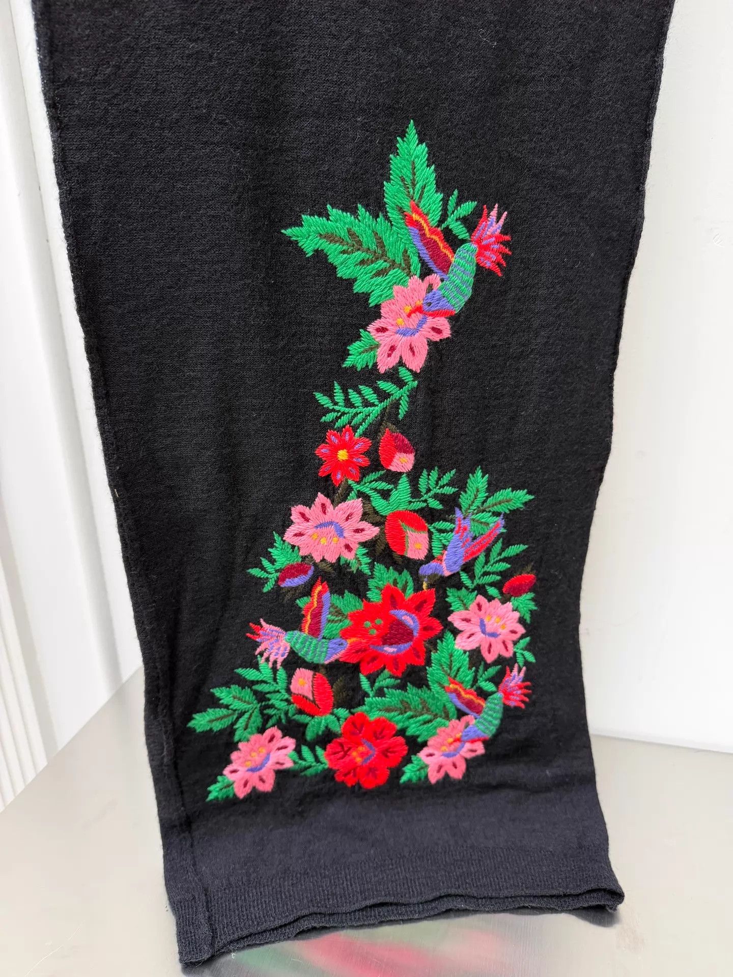 Yohji Yamamoto Y's Yohji Yamamoto Magpie Embroidery Wool Scarf Size ONE SIZE - 2 Thumbnail
