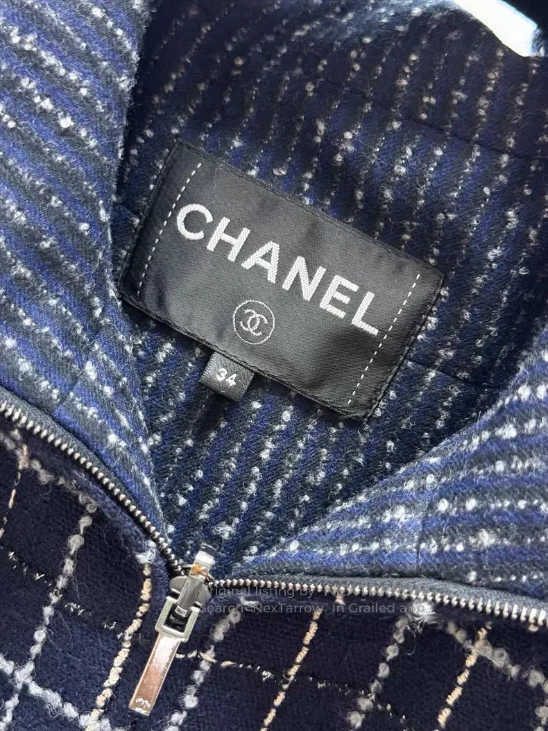 Chanel Chanel Dark blue silhouette tweed diamond buckle zipper lo Size XXS / US 00 / IT 34 - 5 Thumbnail