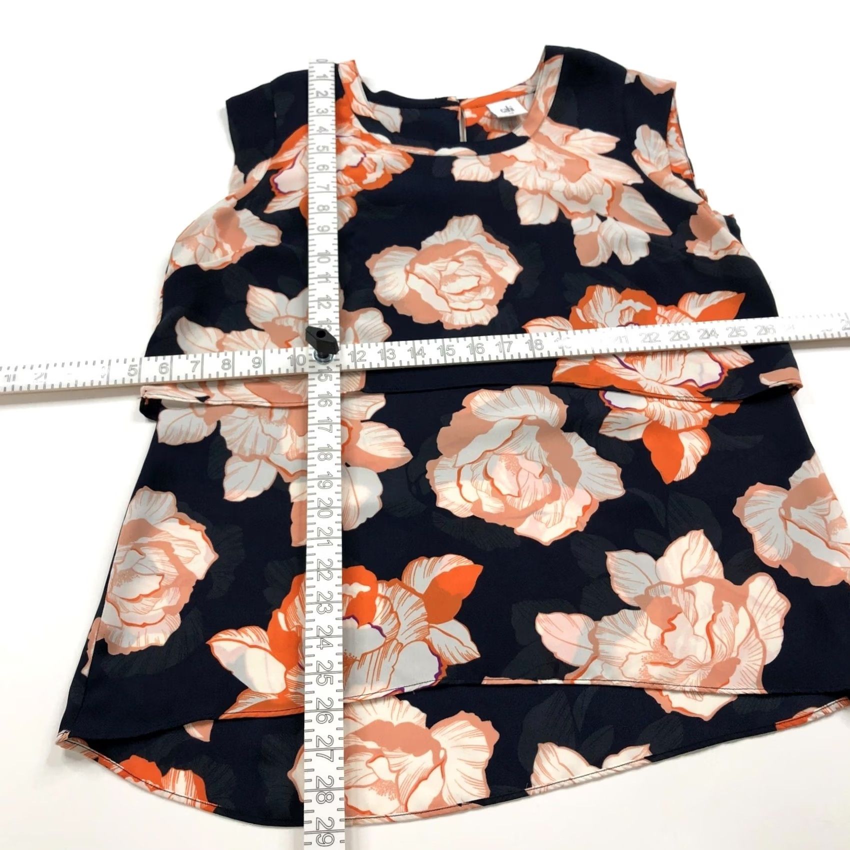 Vintage Cabi Blouse Tiered Blossom Floral All Over Print Pullover Top Sleeveless Round Neck Womens Medium Blue (Regular) Size M / US 6-8 / IT 42-44 - 2 Thumbnail