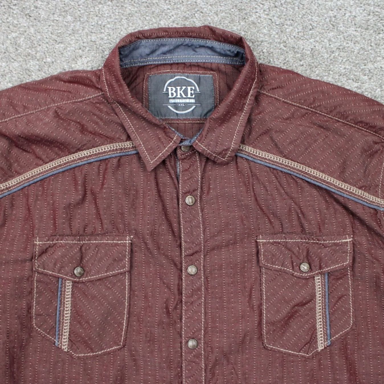 BKE BKE Pearl Snap Shirt Mens 2XL XXL Red Athletic Fit 100% Cotton Long Sleeve Button-Up Collar Pockets Check Cowboy Western Pearl Snap Size US XXL / EU 58 / 5 - 5 Thumbnail