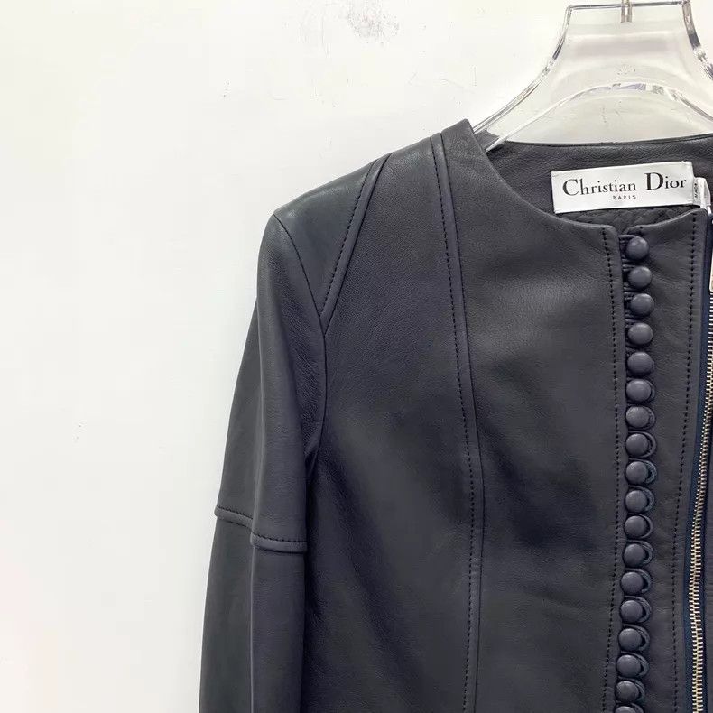 Dior Dior Black sheepskin round-neck zipper long-sleeved leathe Size XS / US 0-2 / IT 36-38 - 3 Thumbnail