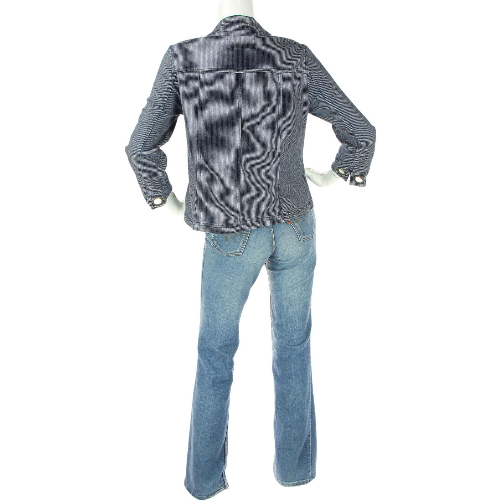 AMI Vintage A.M.I. AMI Striped Denim Jean Trucker Jacket Size S / US 4 / IT 40 - 5 Thumbnail