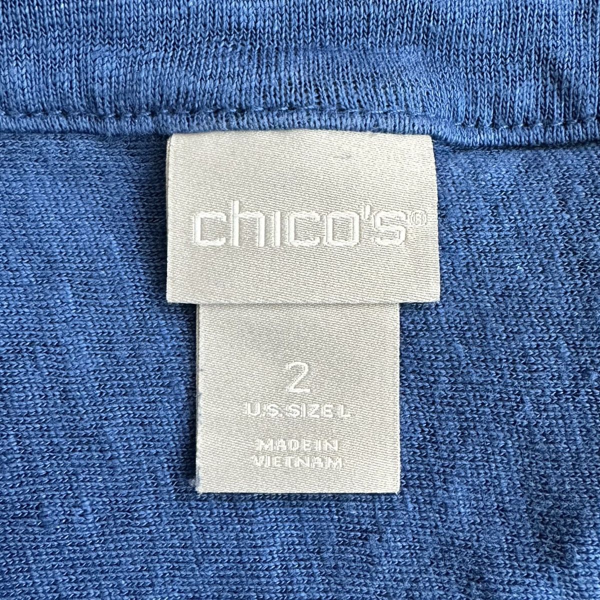 Chicos Chico’s 100% Linen Blue Stretch Henley Tee Size L / US 10 / IT 46 - 8 Thumbnail