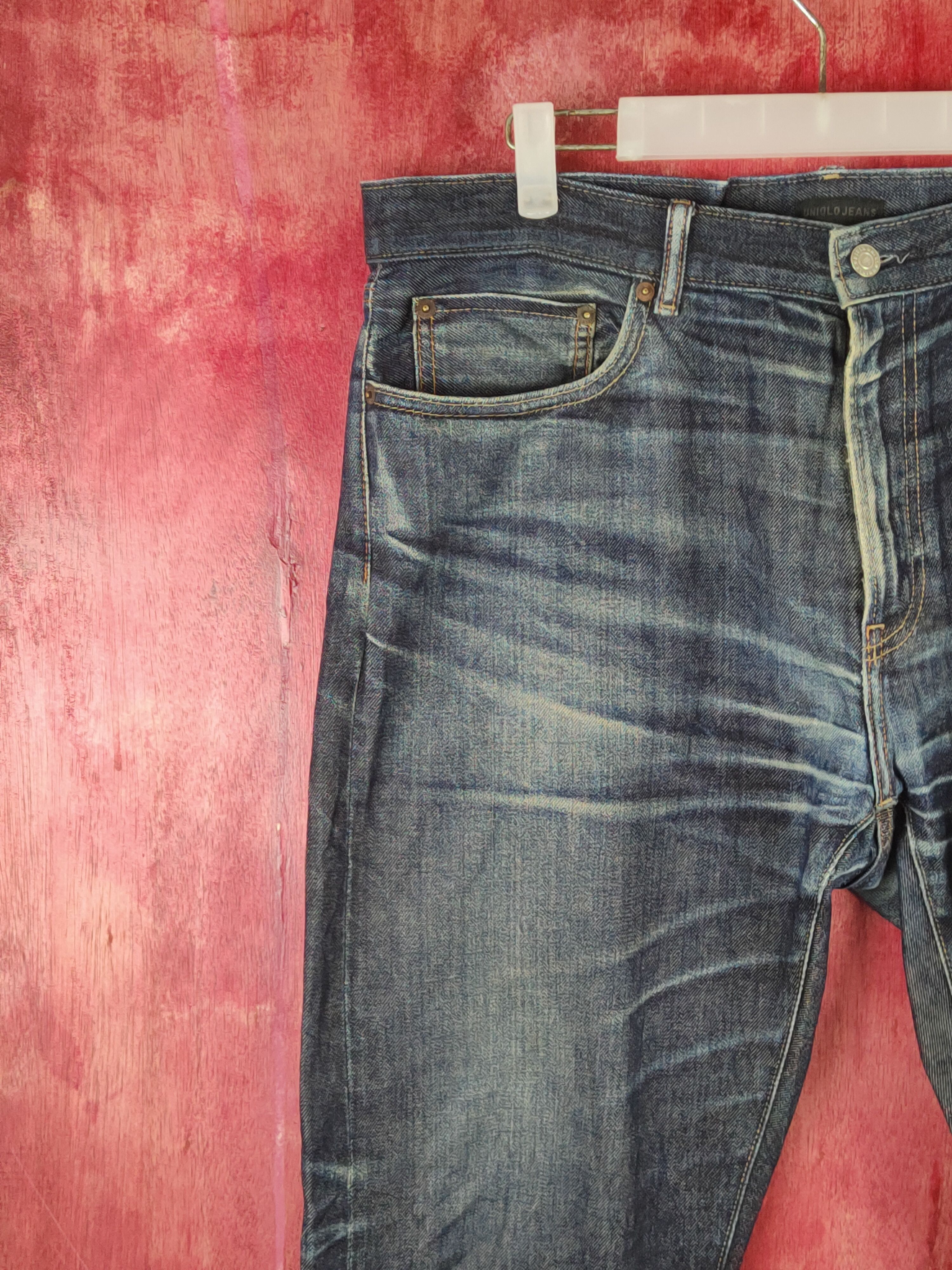 Japanese Brand Uniqlo Dark Blue Distressed Ripped Jeans #S1656 Size US 36 / EU 52 - 3 Thumbnail