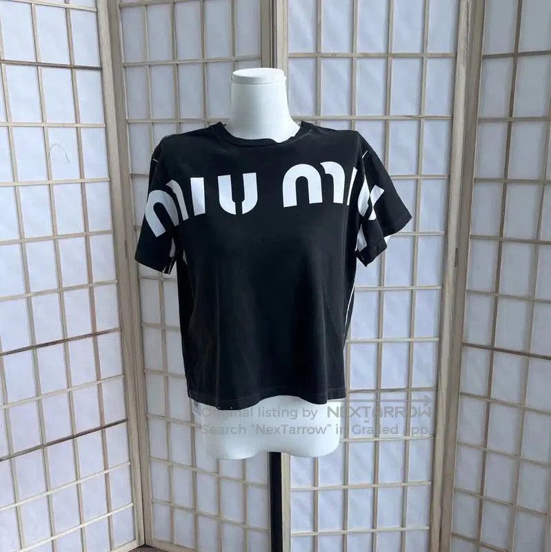 Miu Miu Miu Miu Black Cotton Women's T-Shirt . Size M / US 6-8 / IT 42-44 - 1 Thumbnail