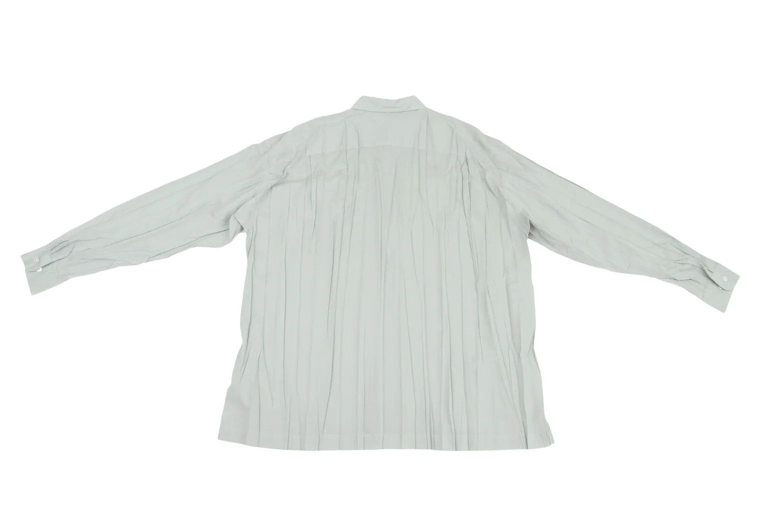 Issey Miyake Long Sleeve Pleated Shirt in Light Green Size US XL / EU 56 / 4 - 16 Thumbnail
