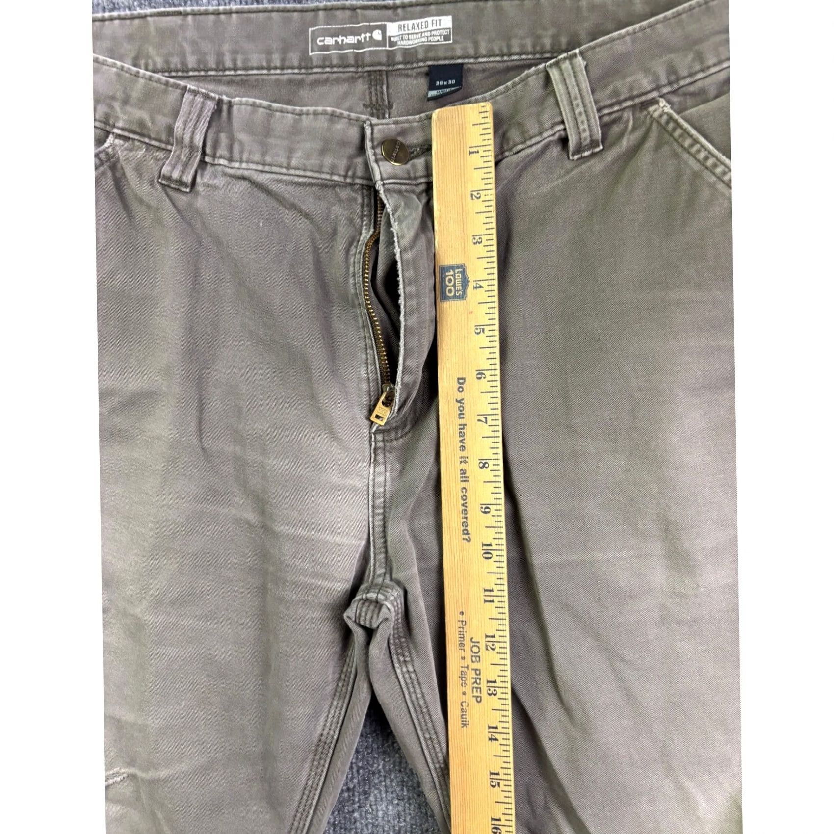 Carhartt Carhartt Carpenter Pants Mens 38x30 Gray Distressed Relaxed Fit Twill Utility Pants Size US 38 / EU 54 - 4 Thumbnail