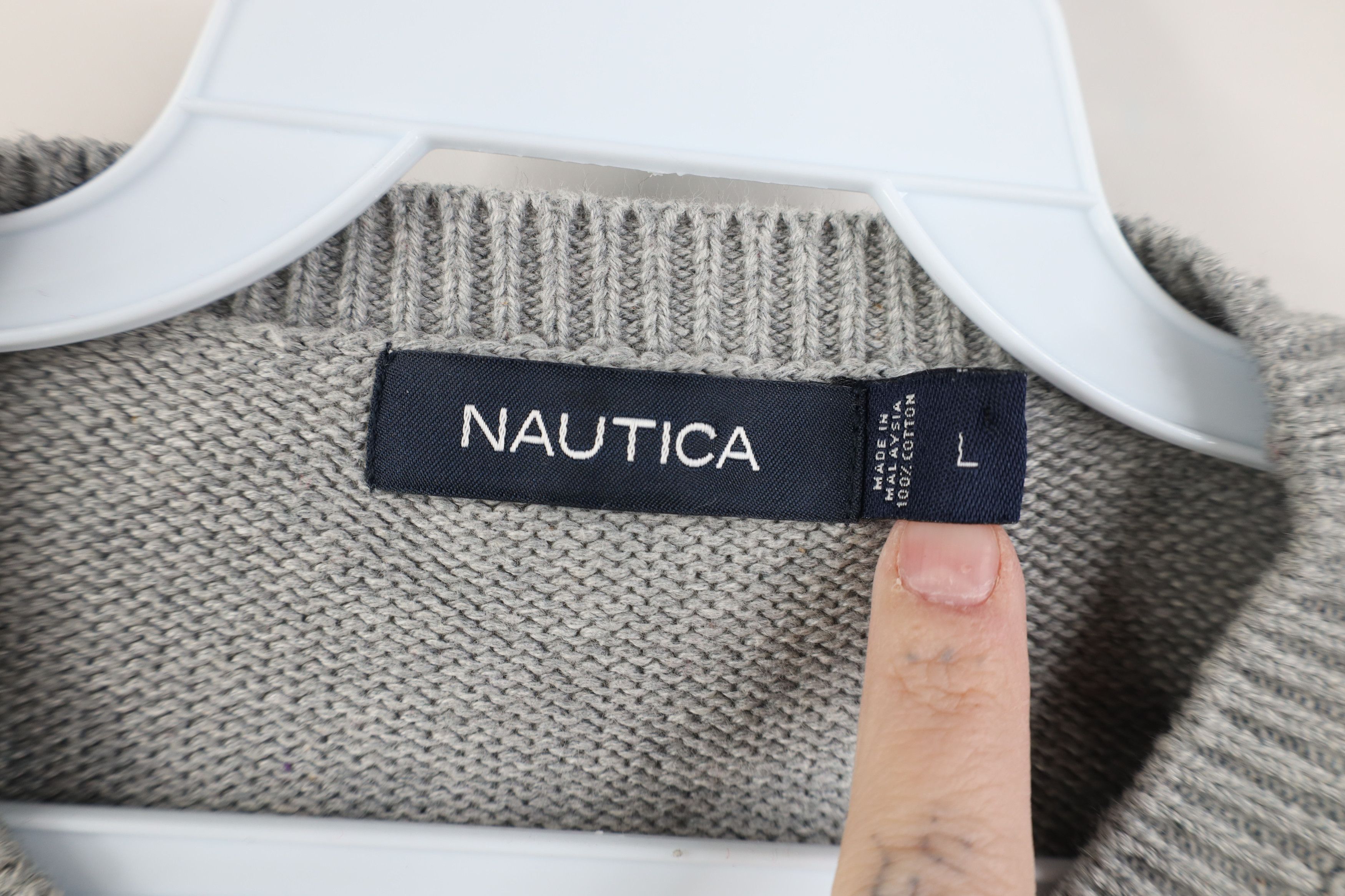 Nautica Vintage Nautica Cotton Ribbed Knit Crewneck Sweater Gray Size US L / EU 52-54 / 3 - 5 Thumbnail