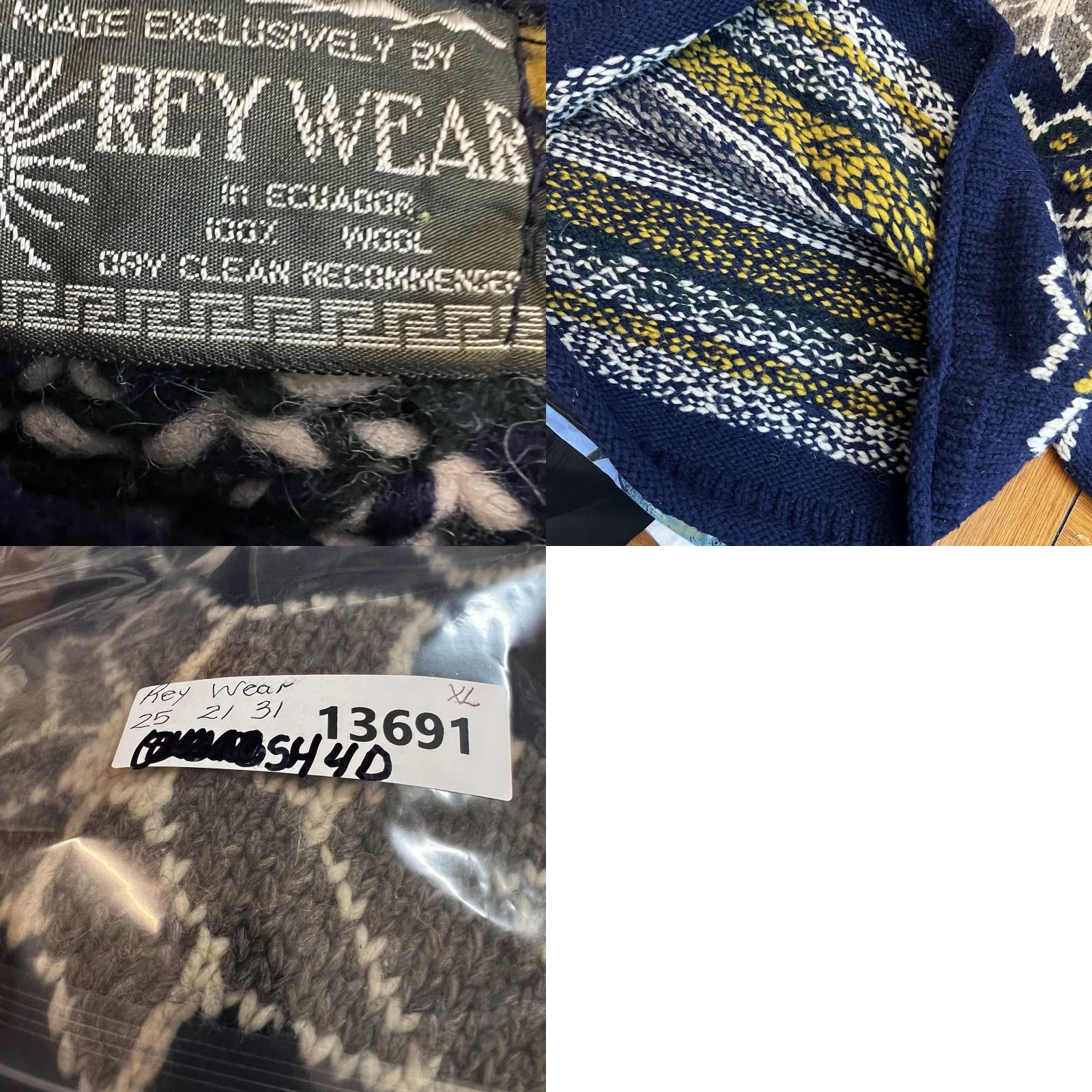 Vintage VINTAGE Rey Wear Geometric Wool Sweater Mens XL Blue Chunky-Knit Crew Neck 90s Classic Size US XL / EU 56 / 4 - 8 Thumbnail