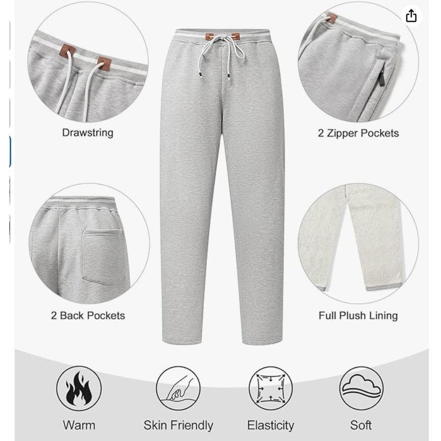 The Unbranded Brand Mens 3XL Sweatpants Zipper PocketsFleece Lined Drawstring Size US 44 / EU 60 - 6 Thumbnail