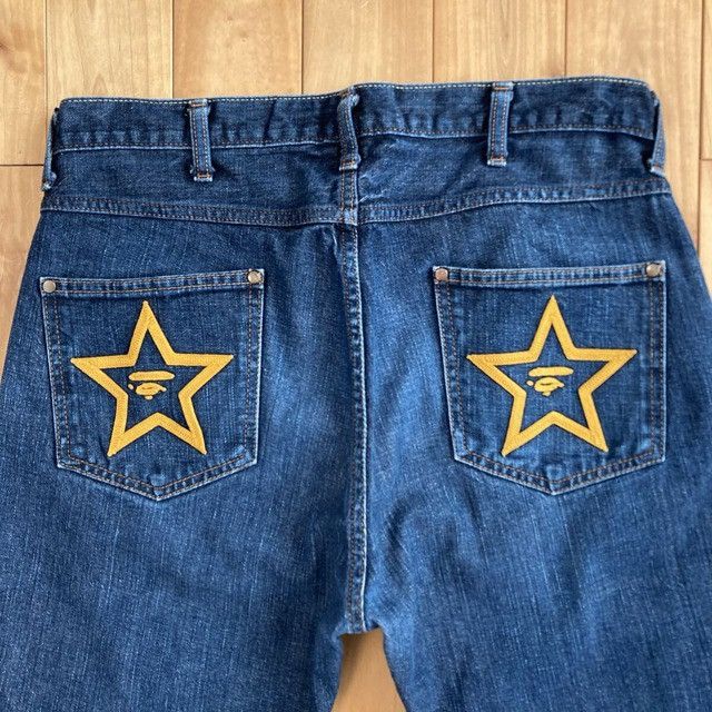 Bape BAPE STA embroidered denim shorts a bathing ape star ★size M Size US 32 / EU 48 - 3 Thumbnail