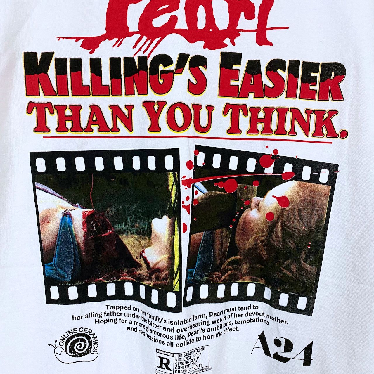 Online Ceramics X A24 PEARL "KILLING'S EASIER THAN YOU THINK" TEE Size US XL / EU 56 / 4 - 4 Thumbnail