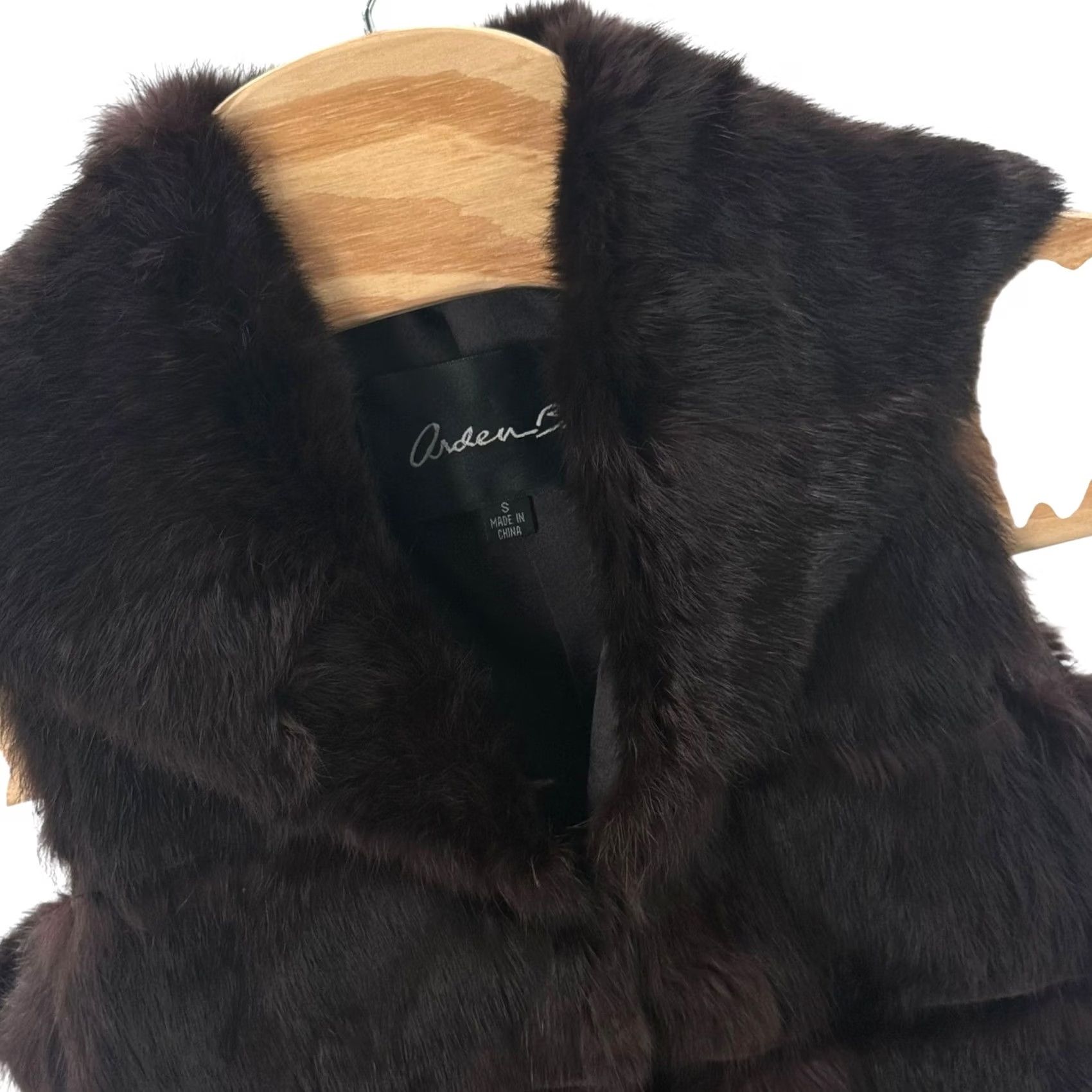 Vintage Arden B. Rabbit Fur Vest Sleeveless Shawl Collar Brown VV Vest, Women, S Size S / US 4 / IT 40 - 2 Thumbnail