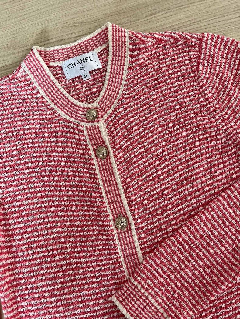 Chanel Chanel 21c red and white striped long cardigan coat Size XS / US 0-2 / IT 36-38 - 4 Thumbnail