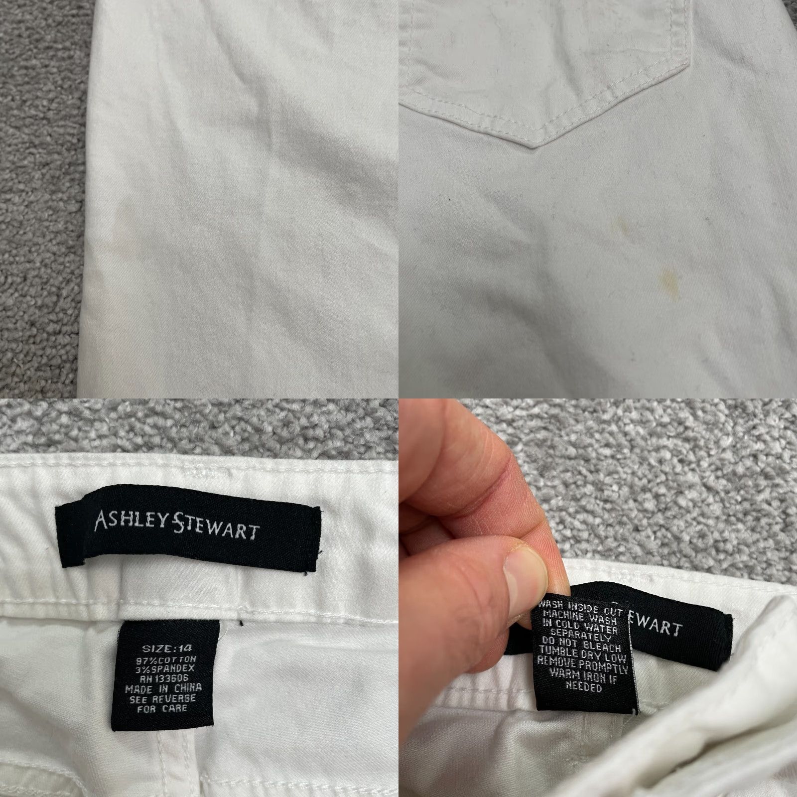 Vintage Ashley Stewart Jeans Womens 14 White High Rise Straight Lightweight 34x31 Size 36" / US 14 / IT 50 - 8 Thumbnail