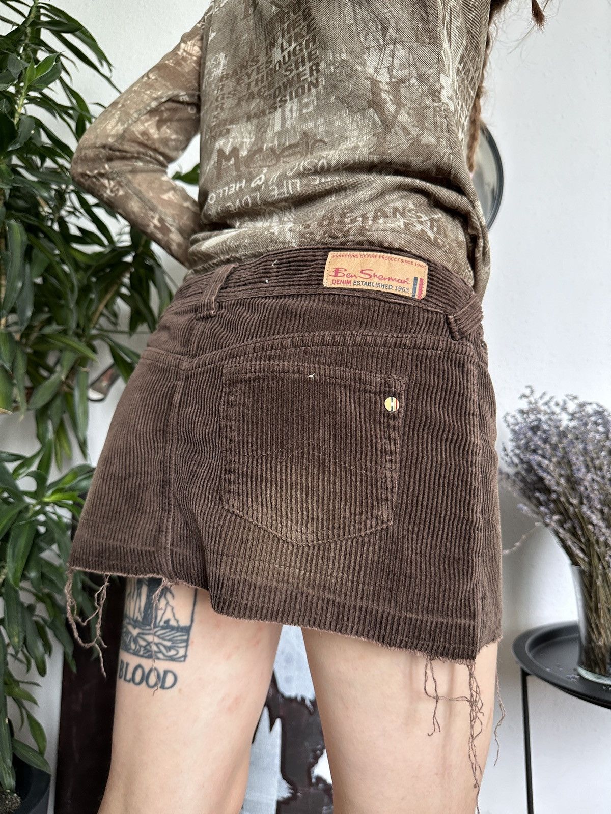 Ben Sherman × Vintage Corduroy Mini Micro Washed Faded Acid Skirt Pocket Size 30" / US 8 / IT 44 - 3 Thumbnail