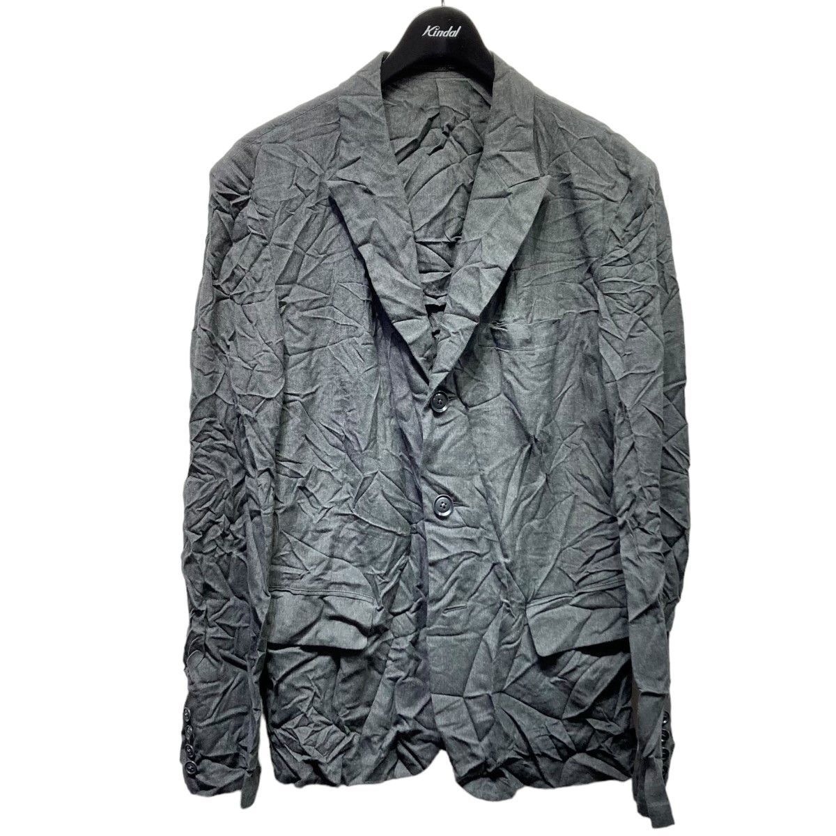 image of Yohji Yamamoto Pour Homme Wrinkled Tailored Jacket in Grey, Men's (Size Large)