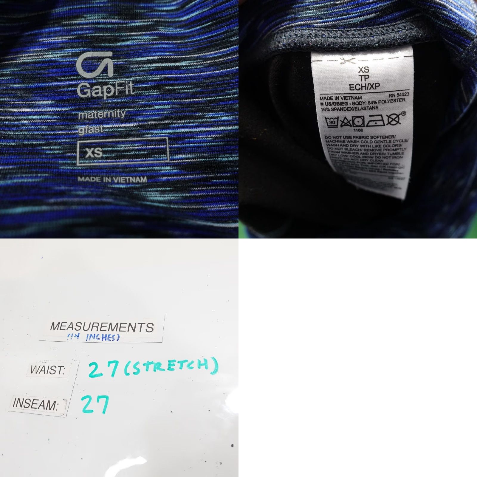 Vintage VINTAGE GapFit Leggings Womens XS Maternity Ankle Blue Flecked Pull On Activewear Yoga Gym & Training Mens Womens Size 26" / US 2 / IT 38 - 8 Thumbnail