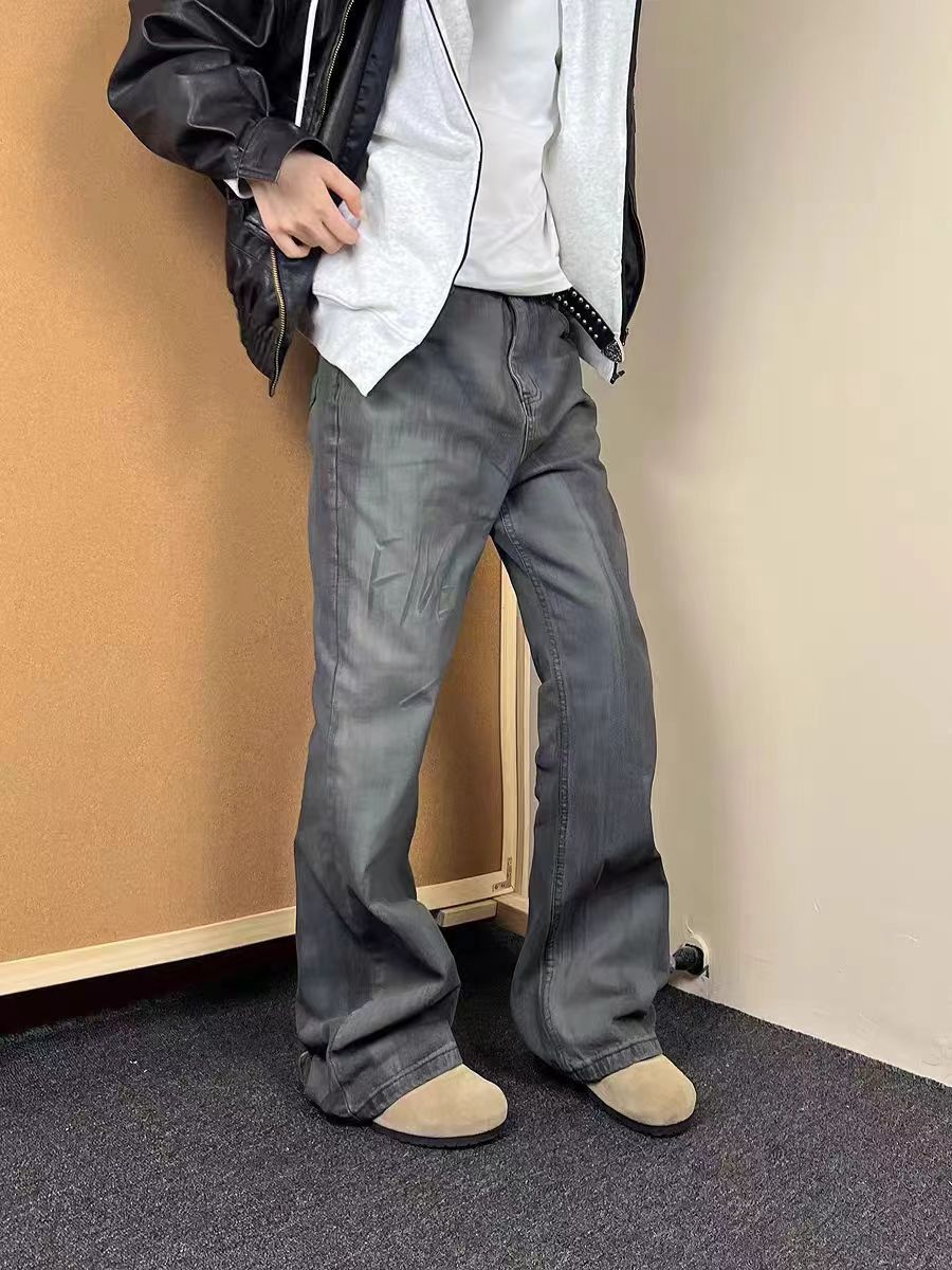 Vintage street Y2K washed and aged micro flare jeans