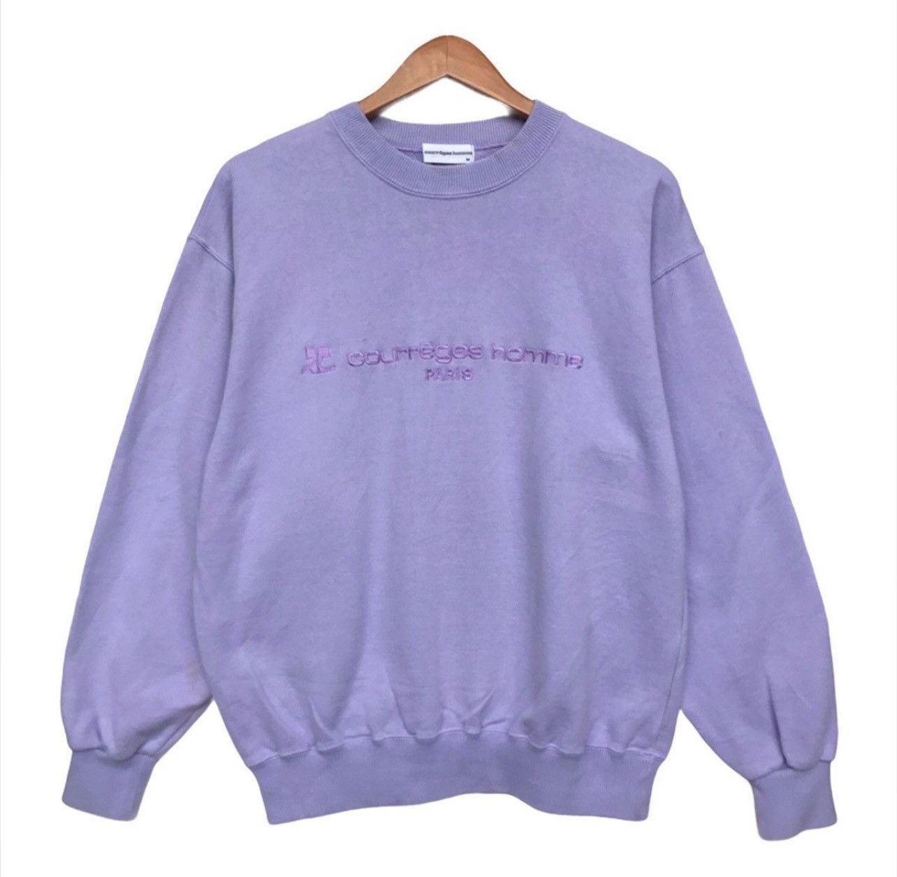 Courreges × Designer × Japanese Brand Courreages Spellout Embroidered Lilac Sweatshirt Size US S / EU 44-46 / 1 - 1 Thumbnail