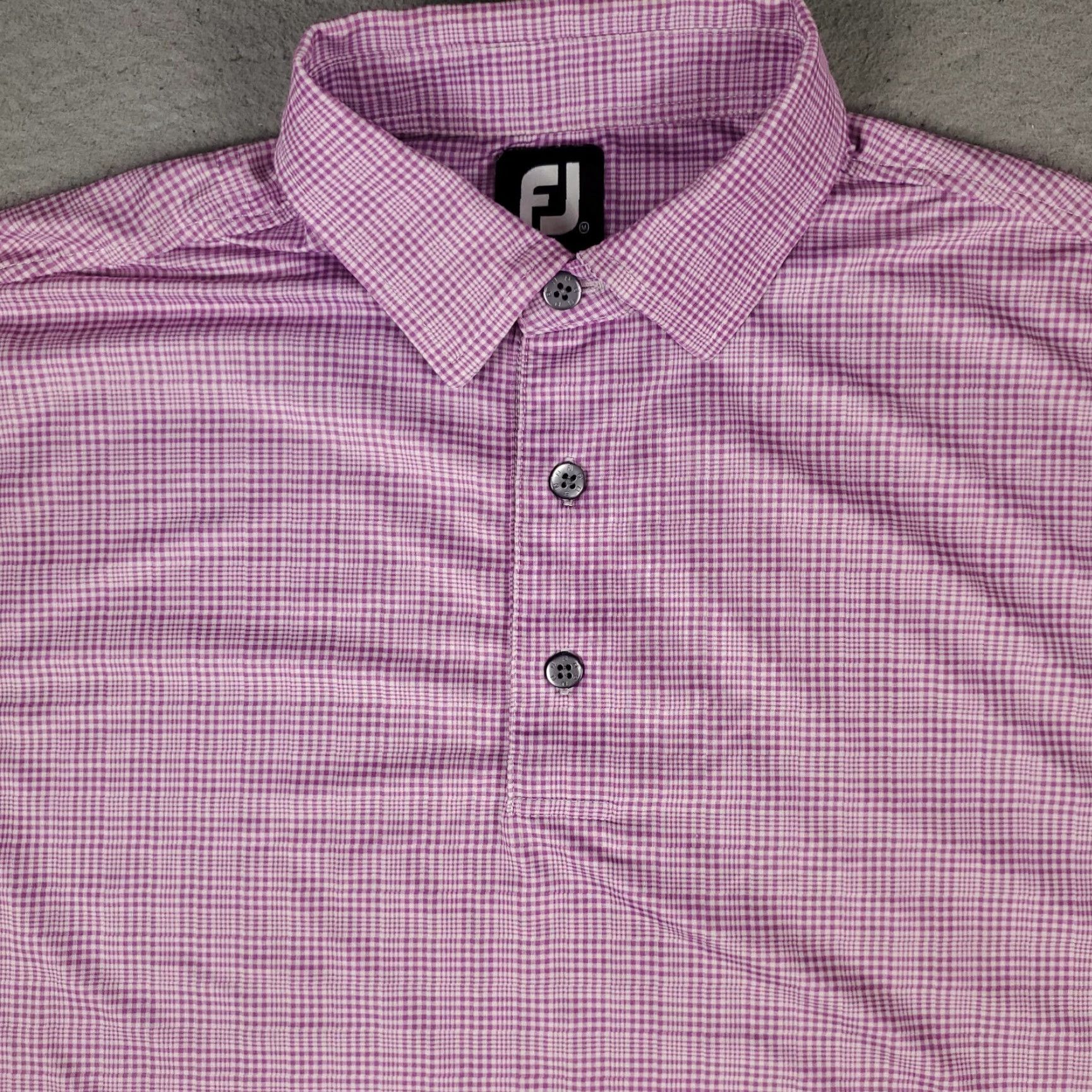 Footjoy FJ Polo Shirt Mens Regular Size M Purple Plaid Short Sleeve Golf Casual Button Front Collar Logo Vintage: No Size US M / EU 48-50 / 2 - 2 Thumbnail