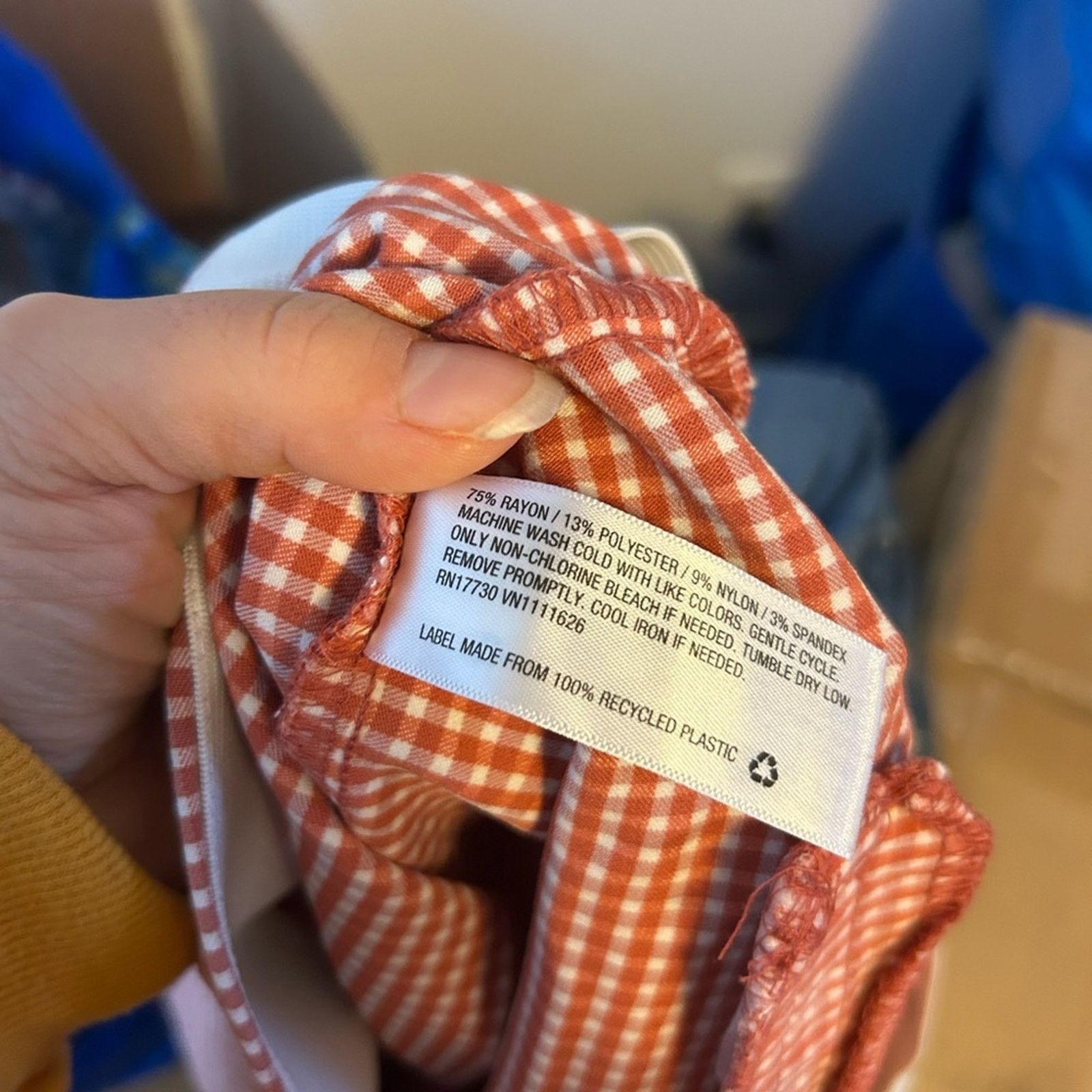 Other A New Day Peach High Rise Gingham Ankle Pants Size 30" / US 8 / IT 44 - 3 Thumbnail