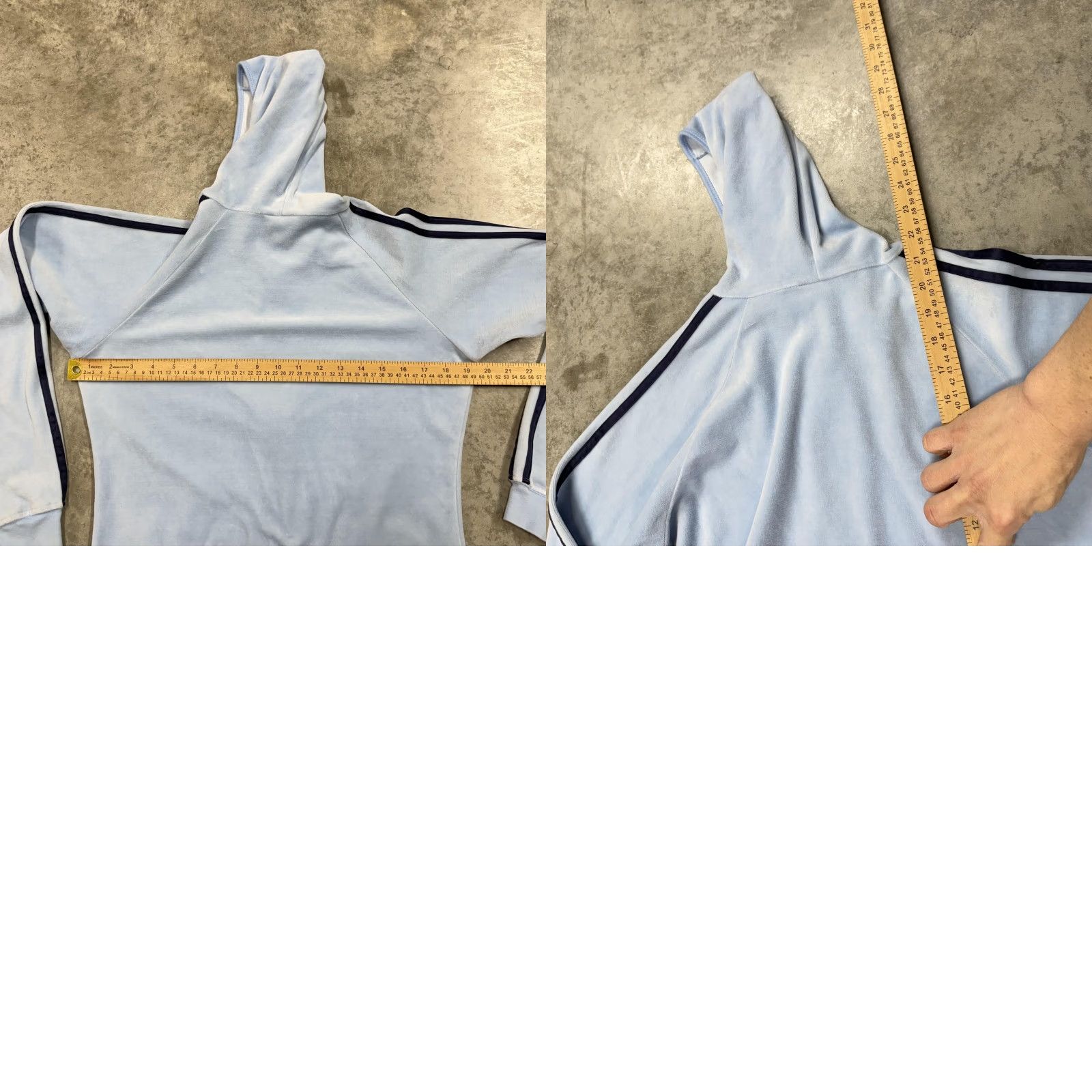 Vintage VINTAGE Rave Hoodie Sweatshirt Juniors Medium Blue Velour Stripe Full Zip Y2K Size M / US 6-8 / IT 42-44 - 8 Thumbnail