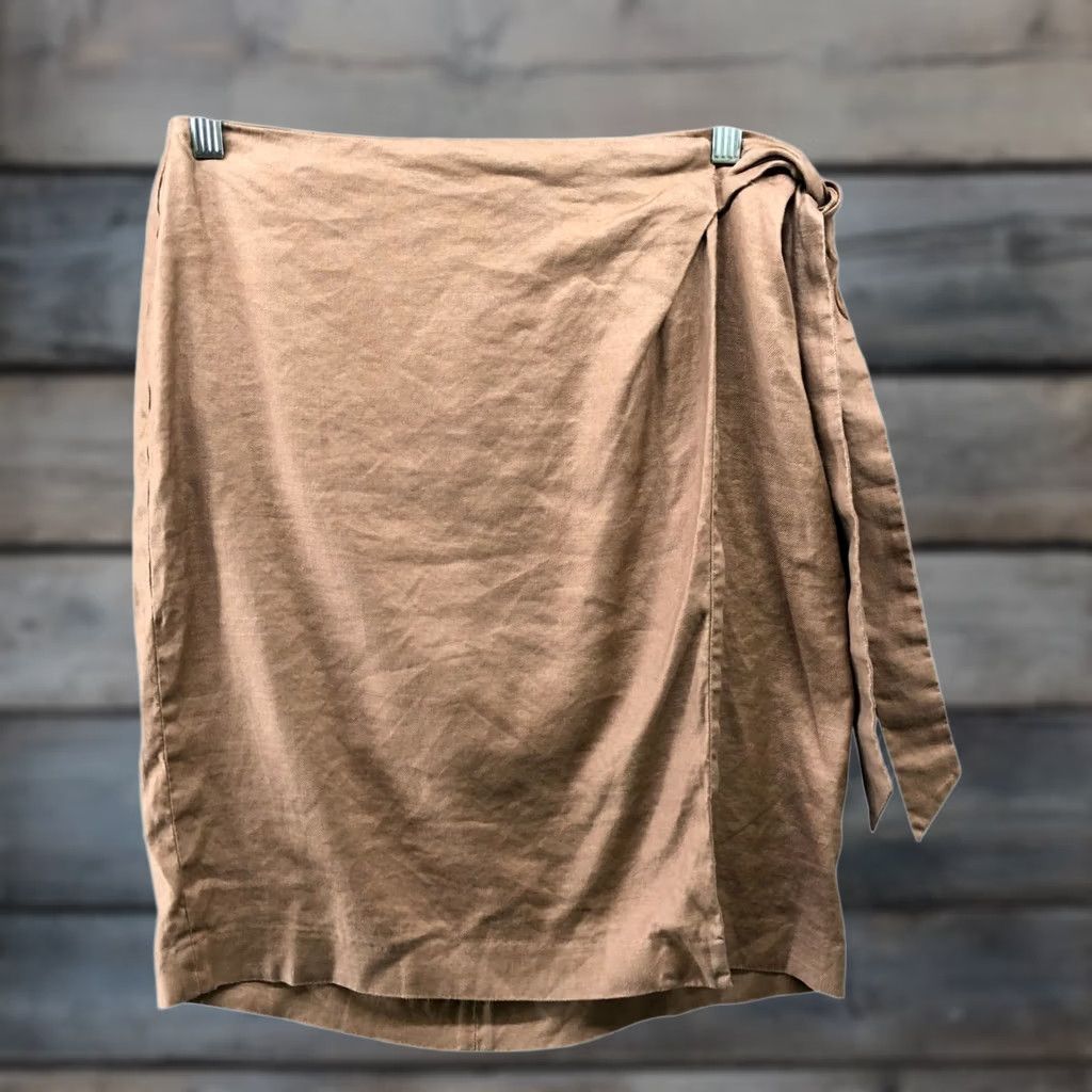 White House Black Market WHBM White House Black Market Linen Blend Wrap Skirt Size 10 Tan Brown Pencil WHBM Skirt Womens 10 Knee Length Wrap Business Casual Formal Workwear Size 32" / US 10 / IT 46 - 1 Thumbnail