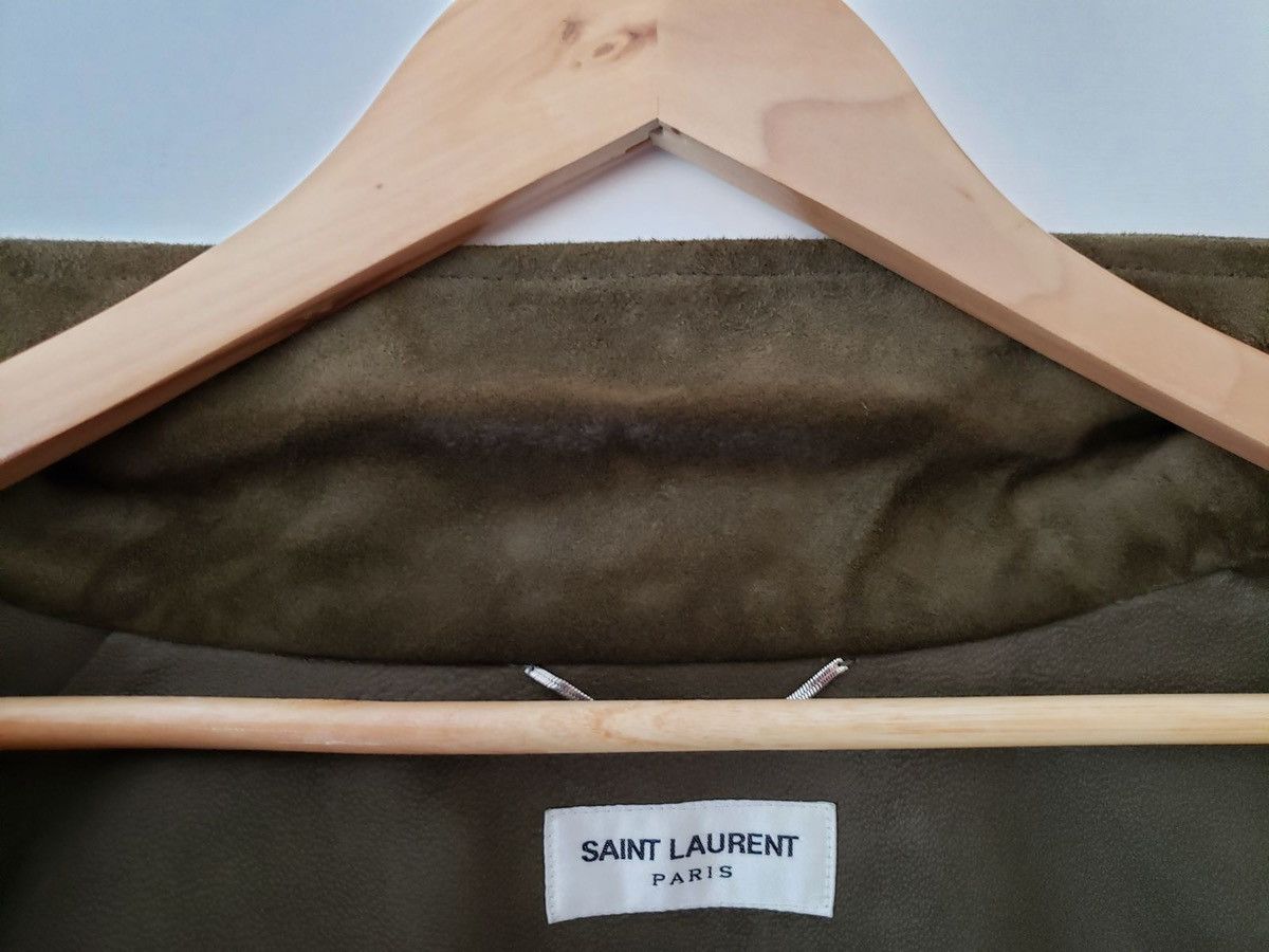 Hedi Slimane × Saint Laurent Paris Saint Laurent military jacket in olive goat suede Size US S / EU 44-46 / 1 - 5 Thumbnail