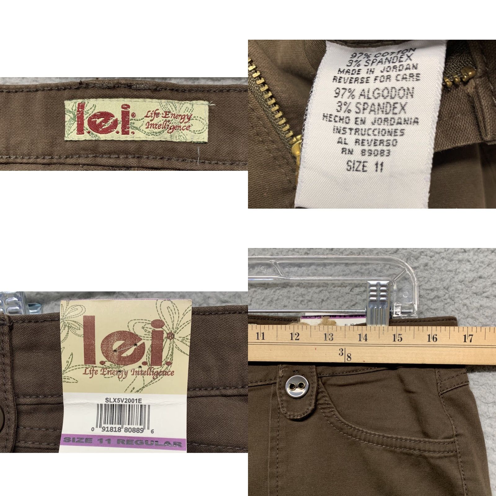 Vintage LEI Utility Pants Women's 11 Regular Brown 5-Pocket Straight Pants NWT Size 11 Juniors Slim Soft Casual Modern Mens? Size 32" / US 10 / IT 46 - 8 Thumbnail
