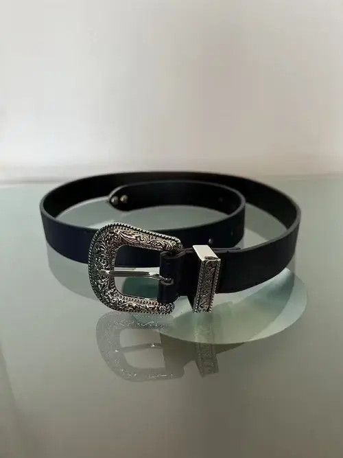 Japanese Brand × Vintage Y2K Buckle Belt (navy) Size 32 - 4 Thumbnail