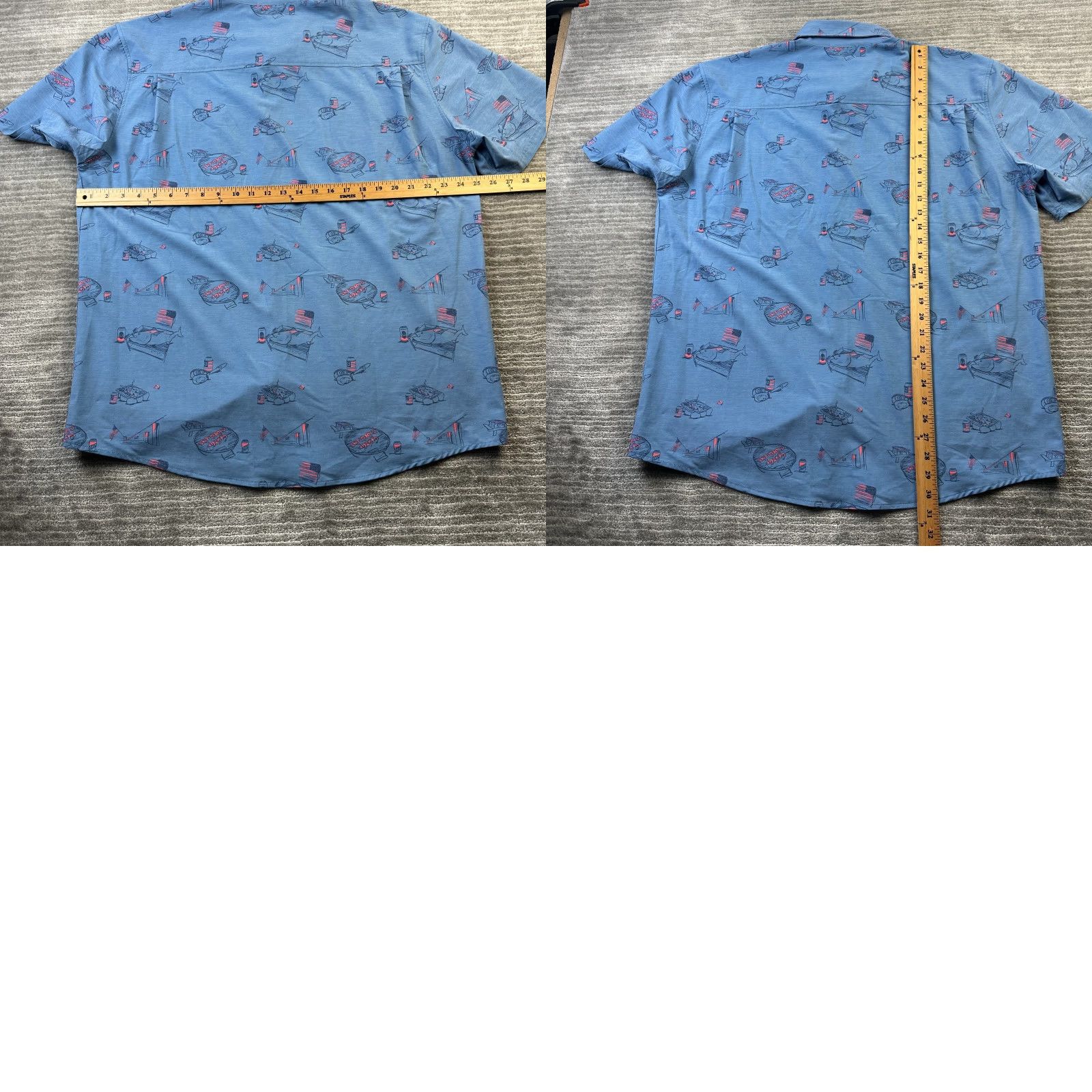 Vintage Huk Shirt Mens Extra Large Blue All Over Print Performance Fishing Outdoors USA Size US XL / EU 56 / 4 - 8 Thumbnail