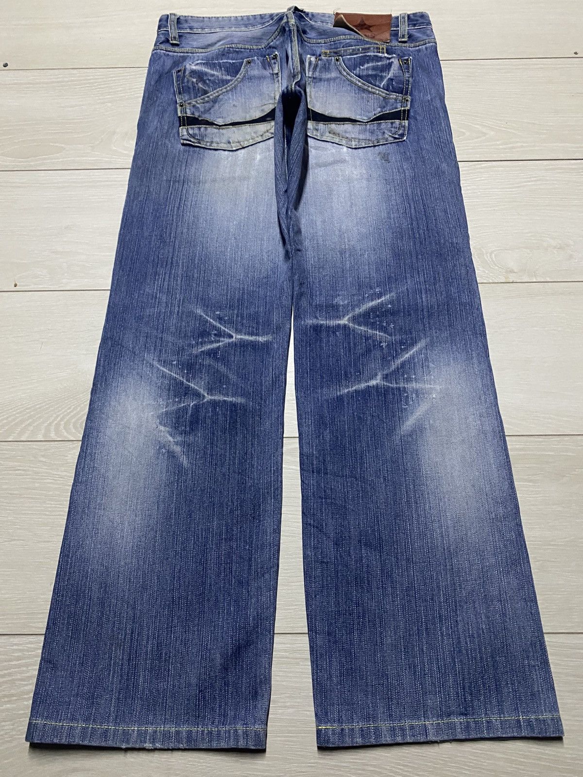 Authentic Pigment Vintage Authentic Urban Craft 12Ons Denim Cross Emroidered Size US 33 - 2 Thumbnail