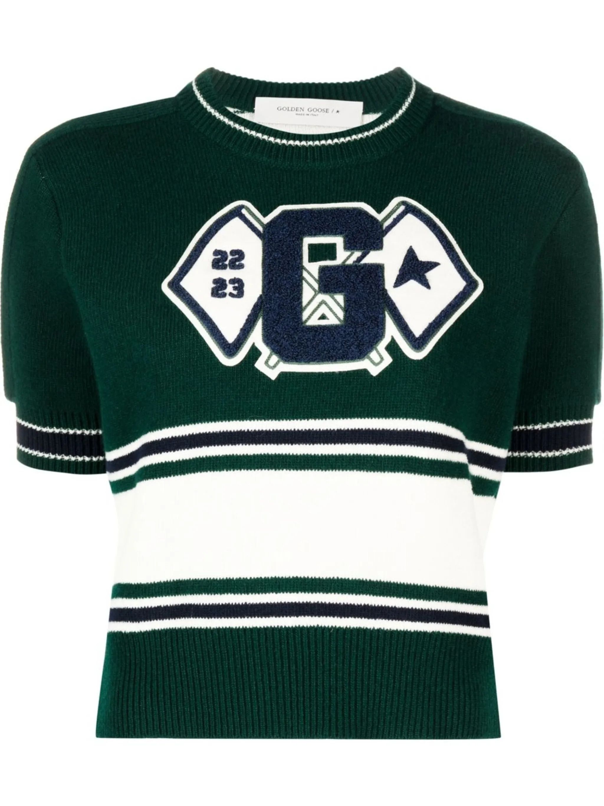Golden Goose o1y0825 Crewneck Sweater in Emerald Green/White Size L / US 10 / IT 46 - 1 Thumbnail