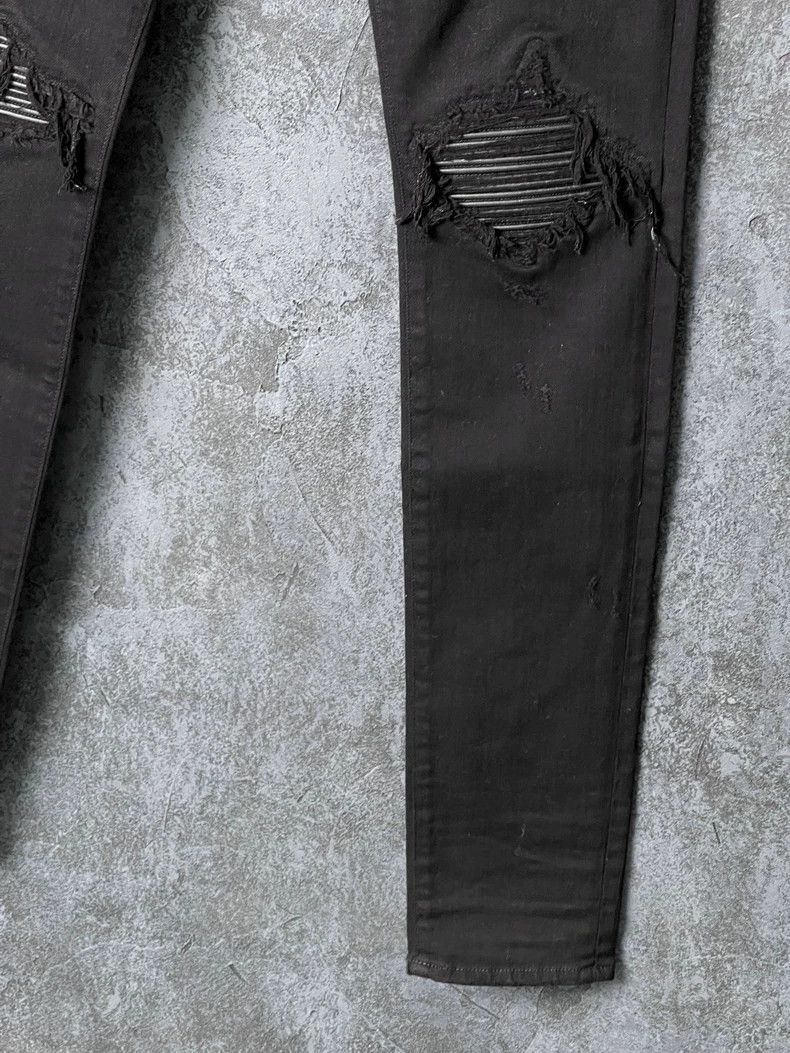 Amiri Amiri MX1 Classic Black Leather Patch Denim Jeans Size US 31 - 4 Thumbnail