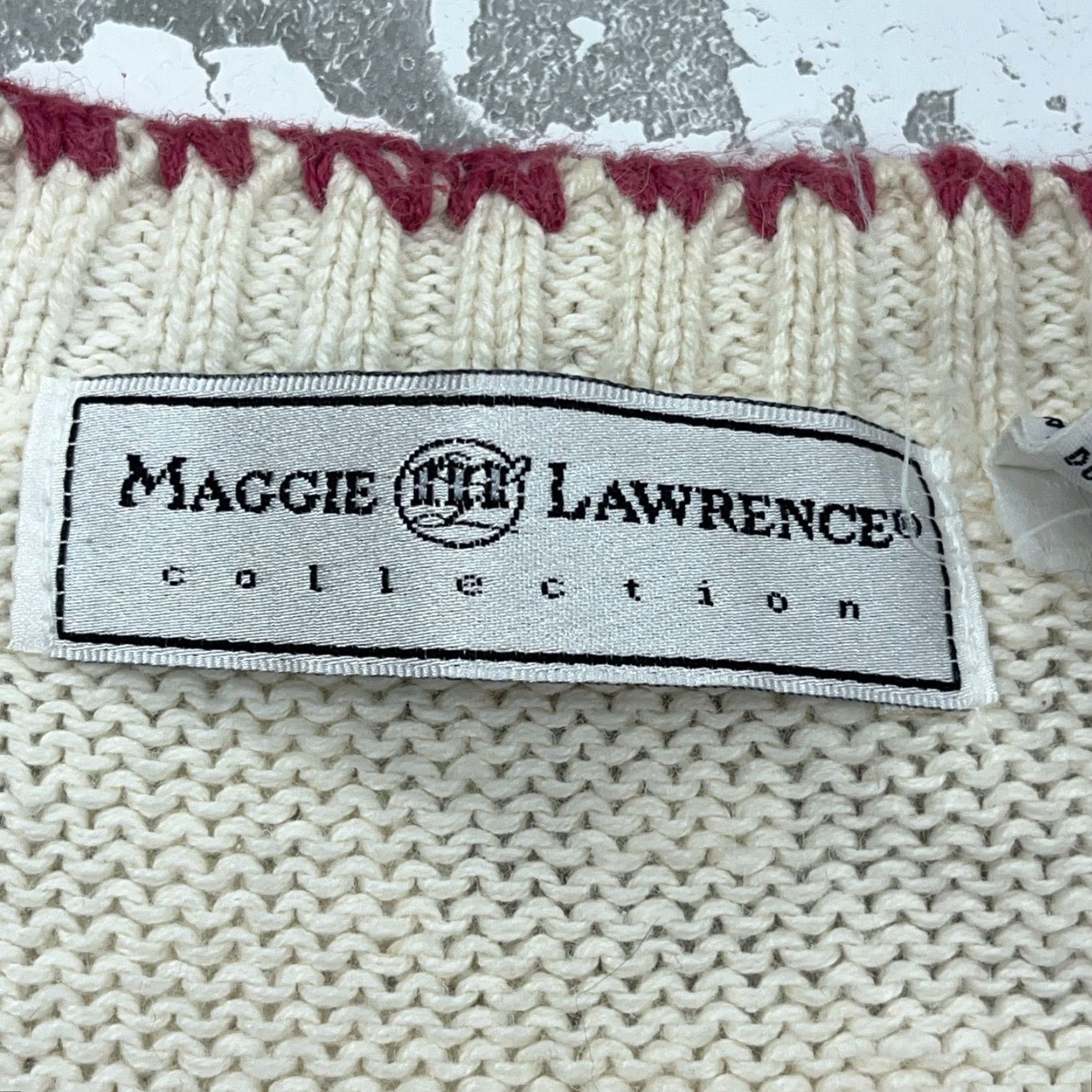 Vintage VINTAGE Maggie Lawrence Cardigan Women L Pink Polka Dot Knit Sweater, All Seasons, Lightweight, Pockets, Button, V-Neck, Cap Sleeve, Regular Size L / US 10 / IT 46 - 4 Thumbnail