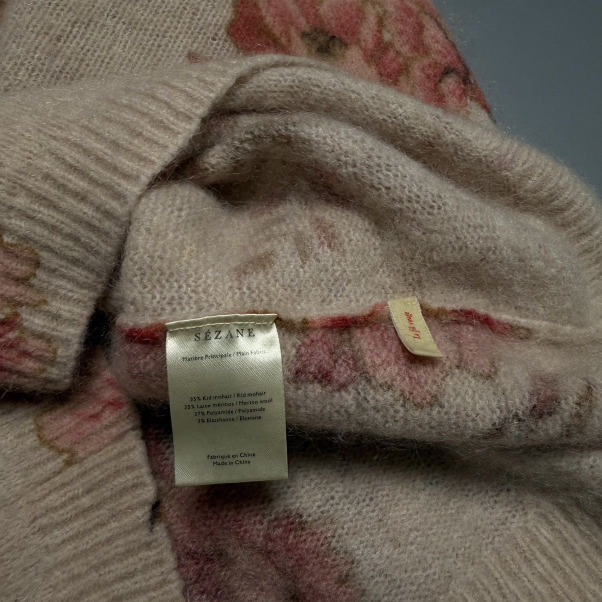 Sezane La Maille Sezane Eloisa Sweater Mohair Wool Pink Rose Floral Size M / US 6-8 / IT 42-44 - 6 Thumbnail