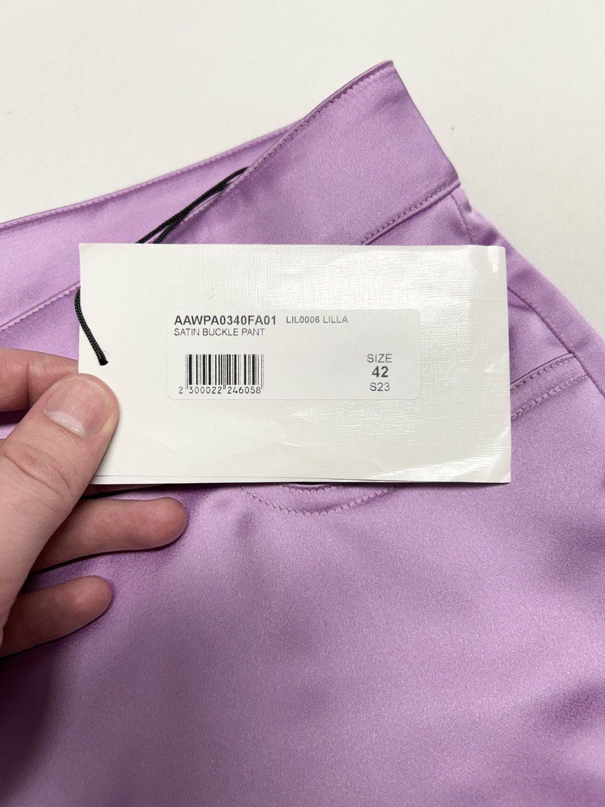 1017 ALYX 9SM SS2023 Purple Satin Rollercoaster Buckle Flared Pant Size US 31 - 9 Thumbnail