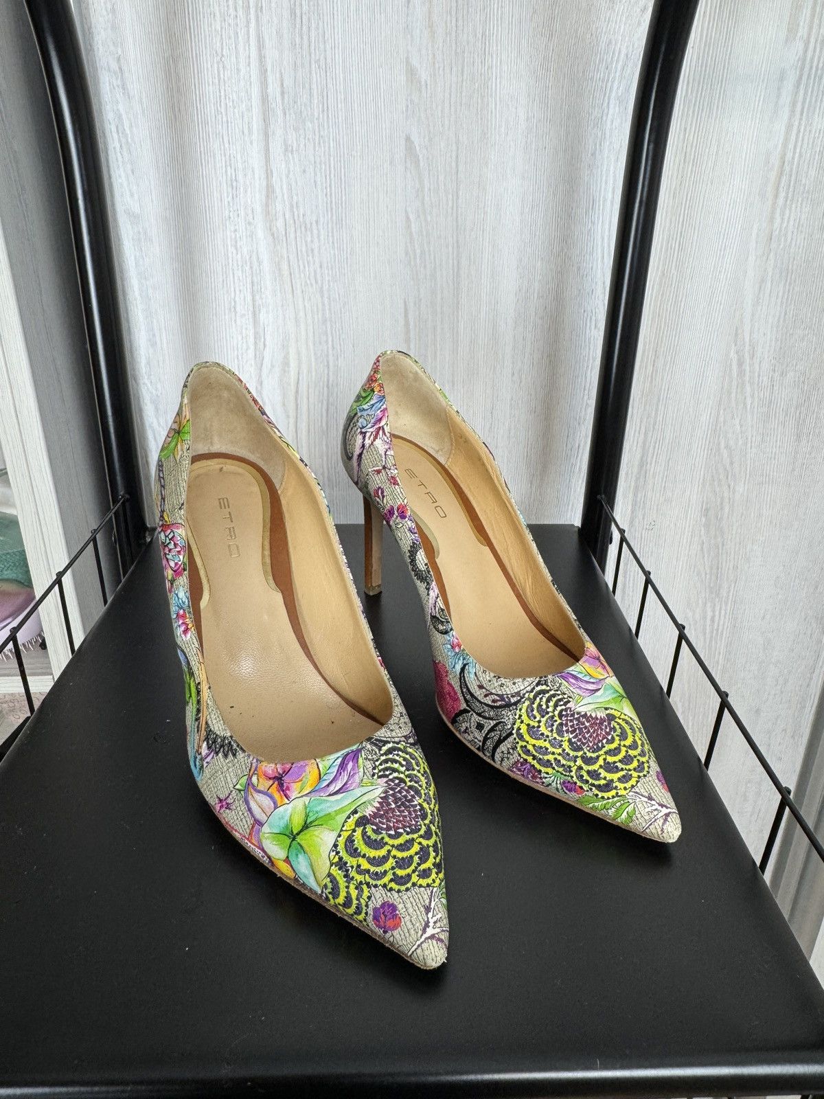 Etro ETRO made in Italy flower floral pattern multicolor heels Size US 7 / IT 37 - 8 Thumbnail