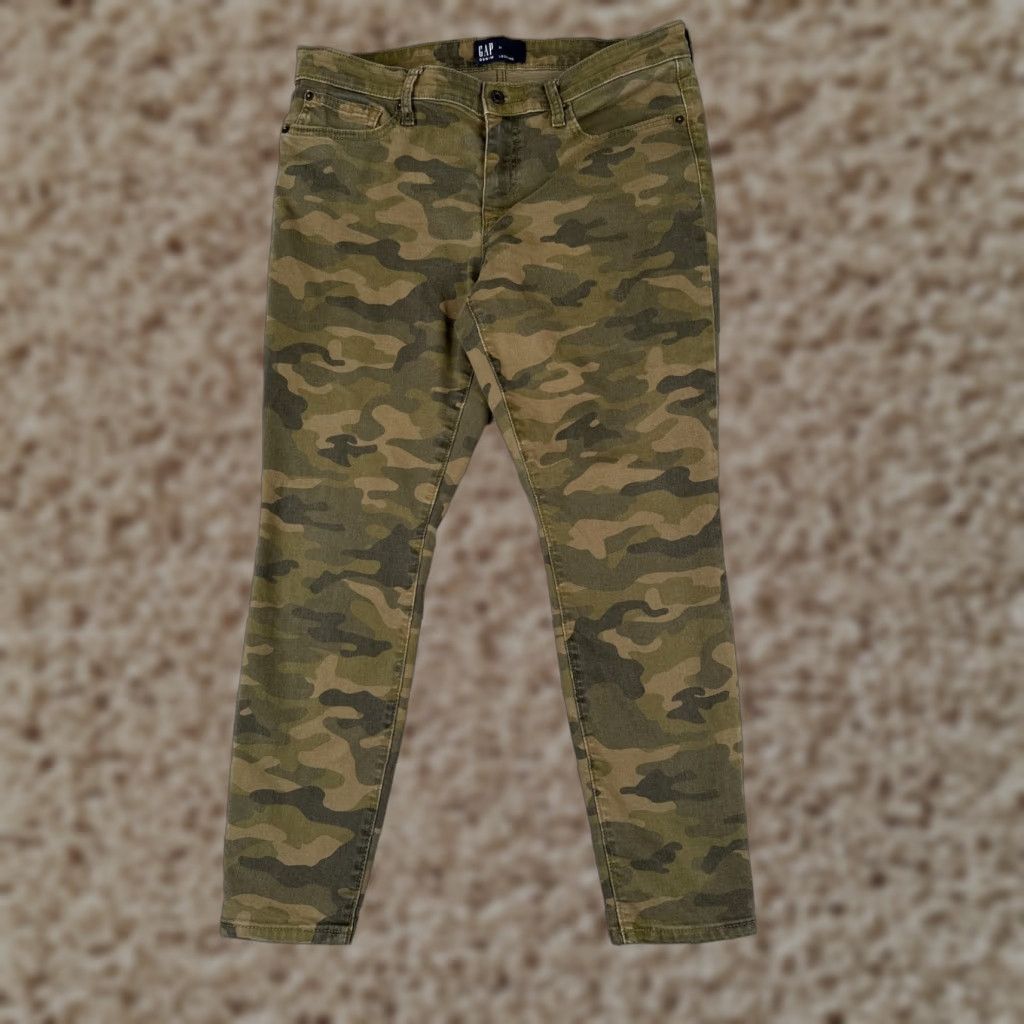 Gap GAP Jeans Womens 31 Green Denim Camo Legging Tapered Mid Rise Cotton Blend 31x26 Jeans Size 24" / US 00 / IT 34 - 1 Thumbnail