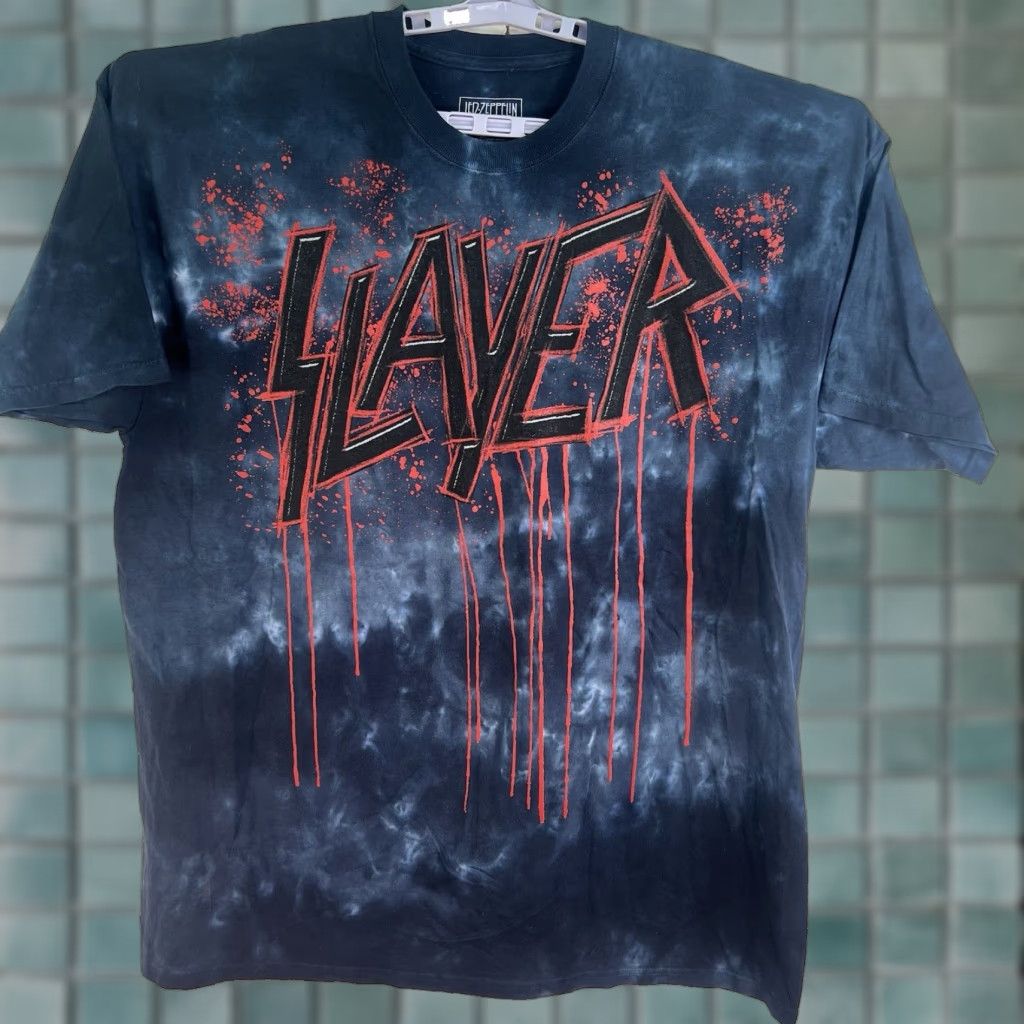 Vintage VINTAGE Band T-Shirt Men's Size 3XL Blue Slayer Led Zeppelin Tie-Dye Short Sleeve Graphic Print Size US XXL / EU 58 / 5 - 1 Thumbnail